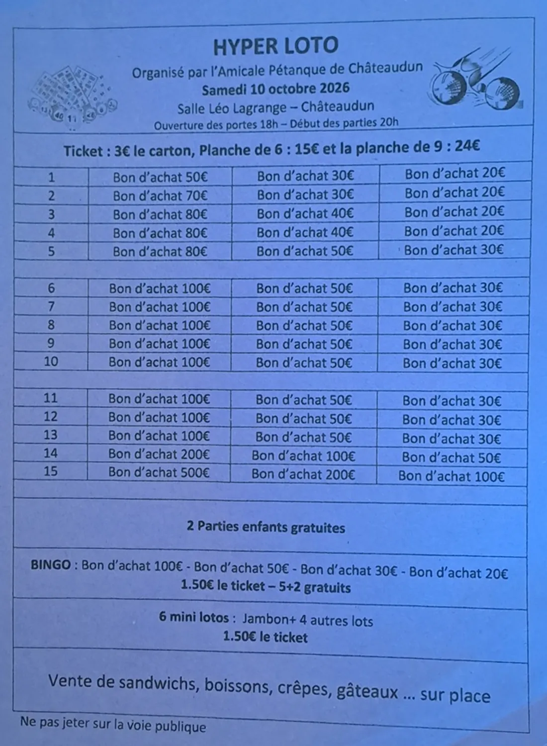 CHÂTEAUDUN - Hyper loto de l'Amicale Pétanque