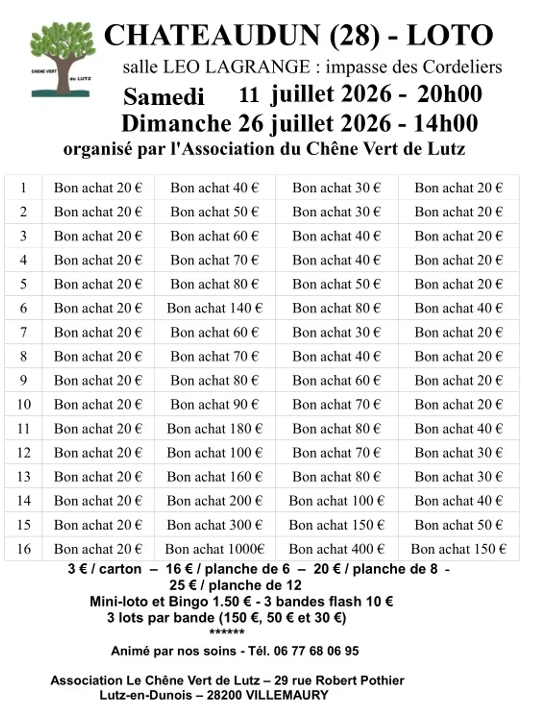 CHÂTEAUDUN - Loto du Chêne Vert