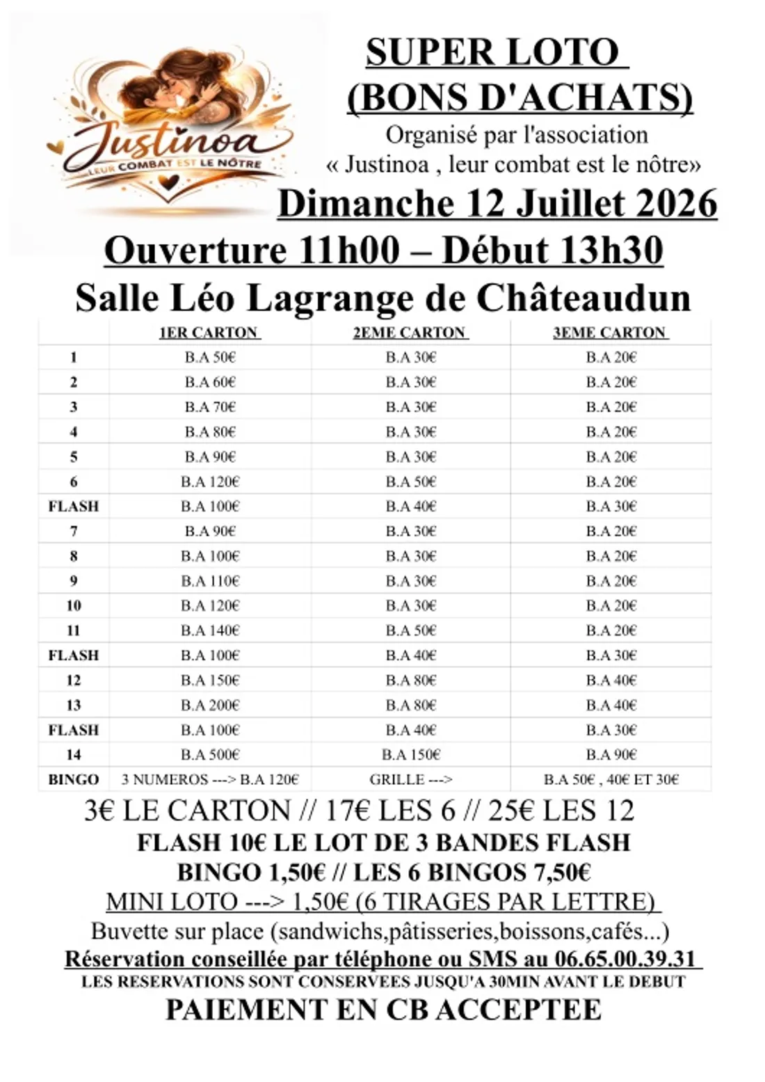CHÂTEAUDUN - Loto de l'association Justinoa