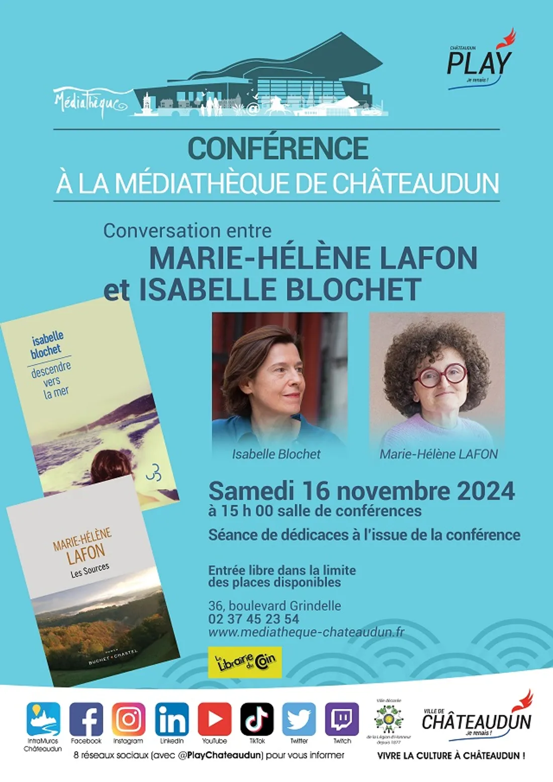 CHÂTEAUDUN - Conférence : Conversation entre Marie-Hélène Lafon et Isabelle Blochet