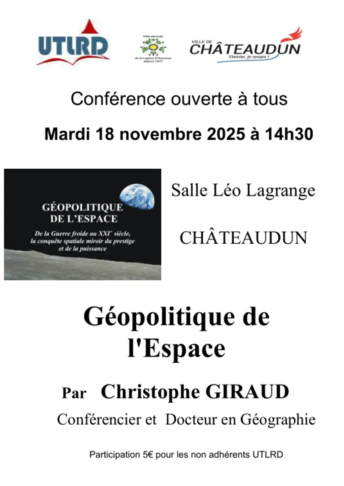 CHÂTEAUDUN – Conférence : Géopolitique de l'espace