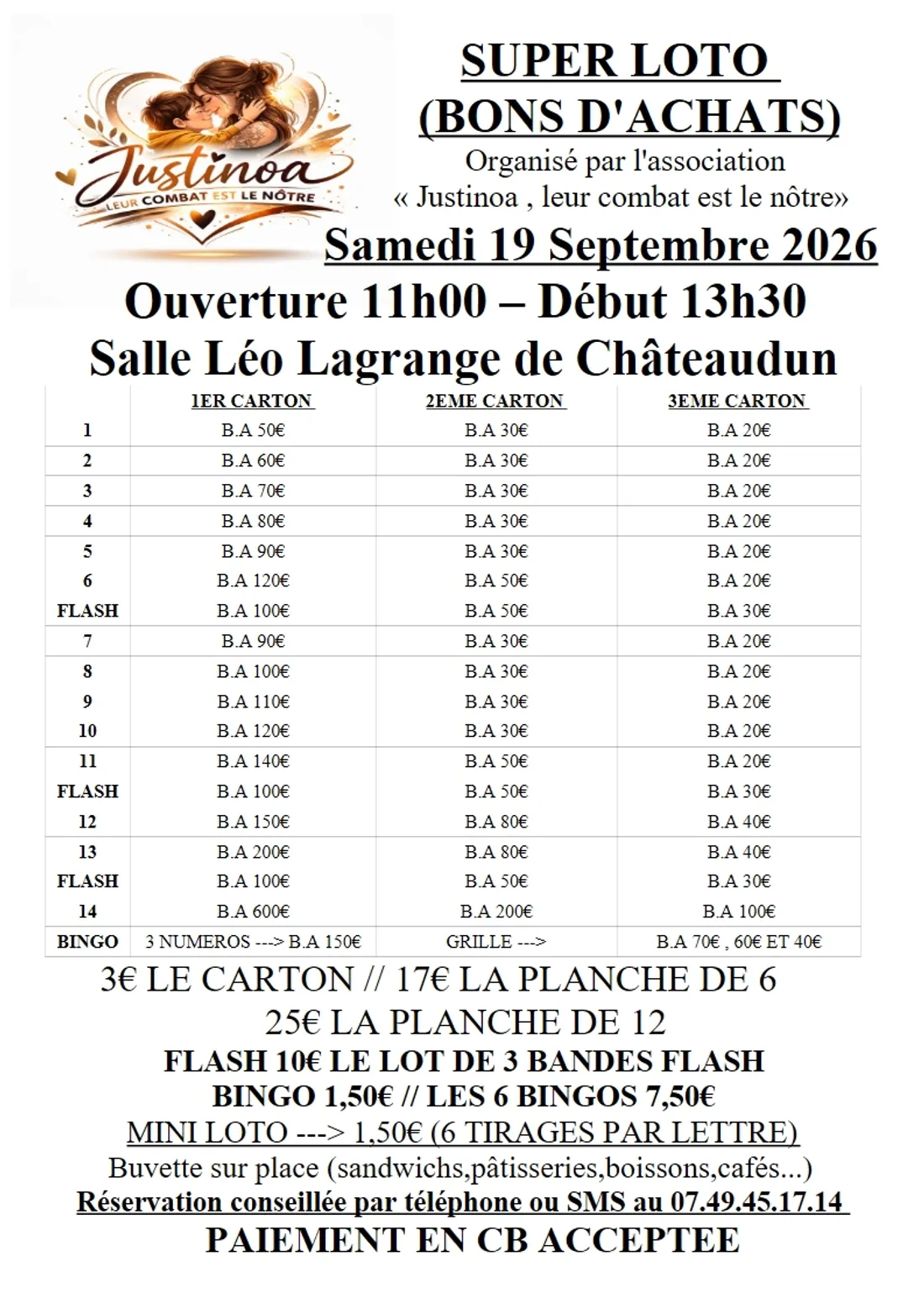 CHÂTEAUDUN - Loto de l'association Justinoa