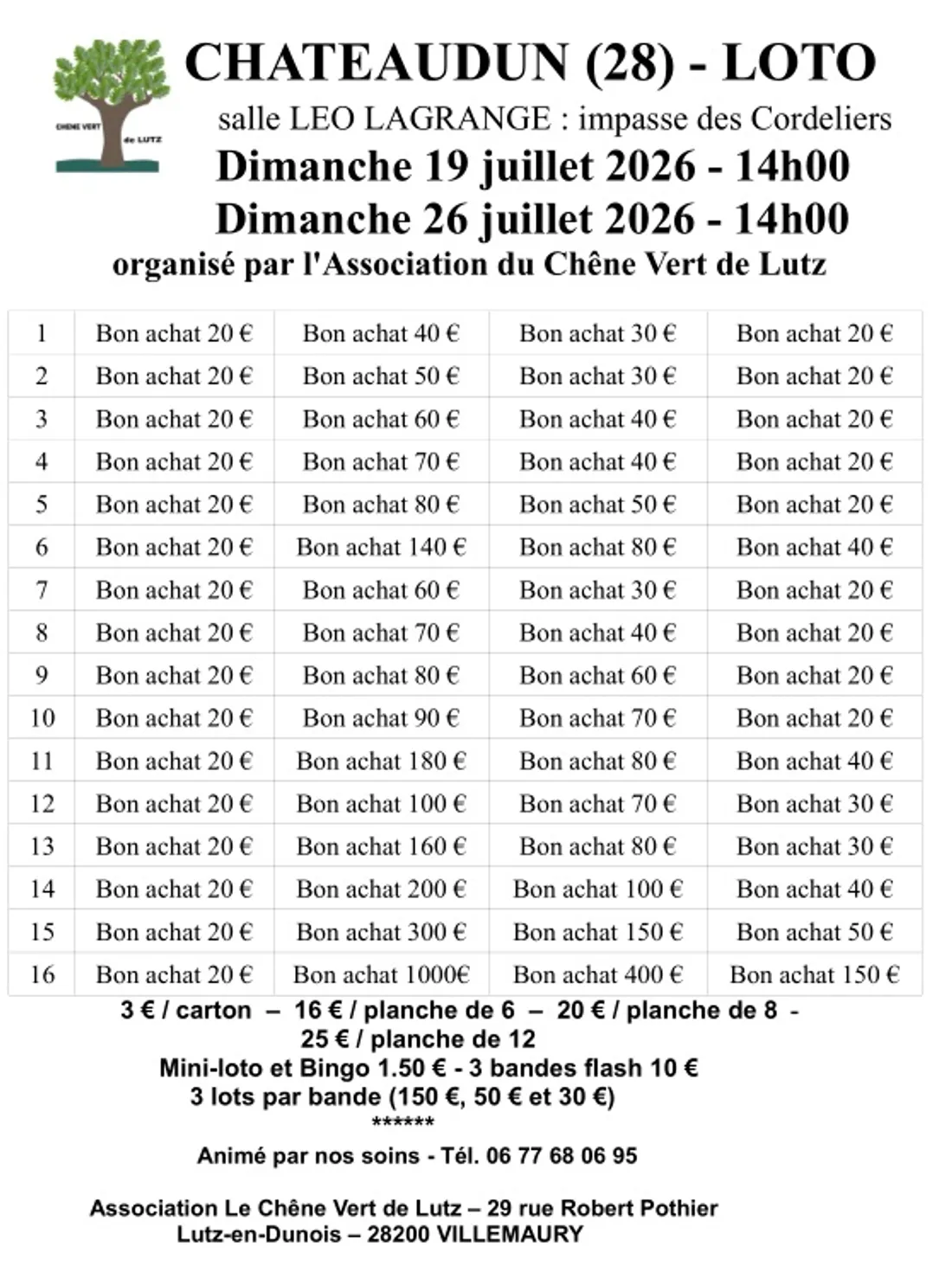CHÂTEAUDUN - Loto du Chêne Vert