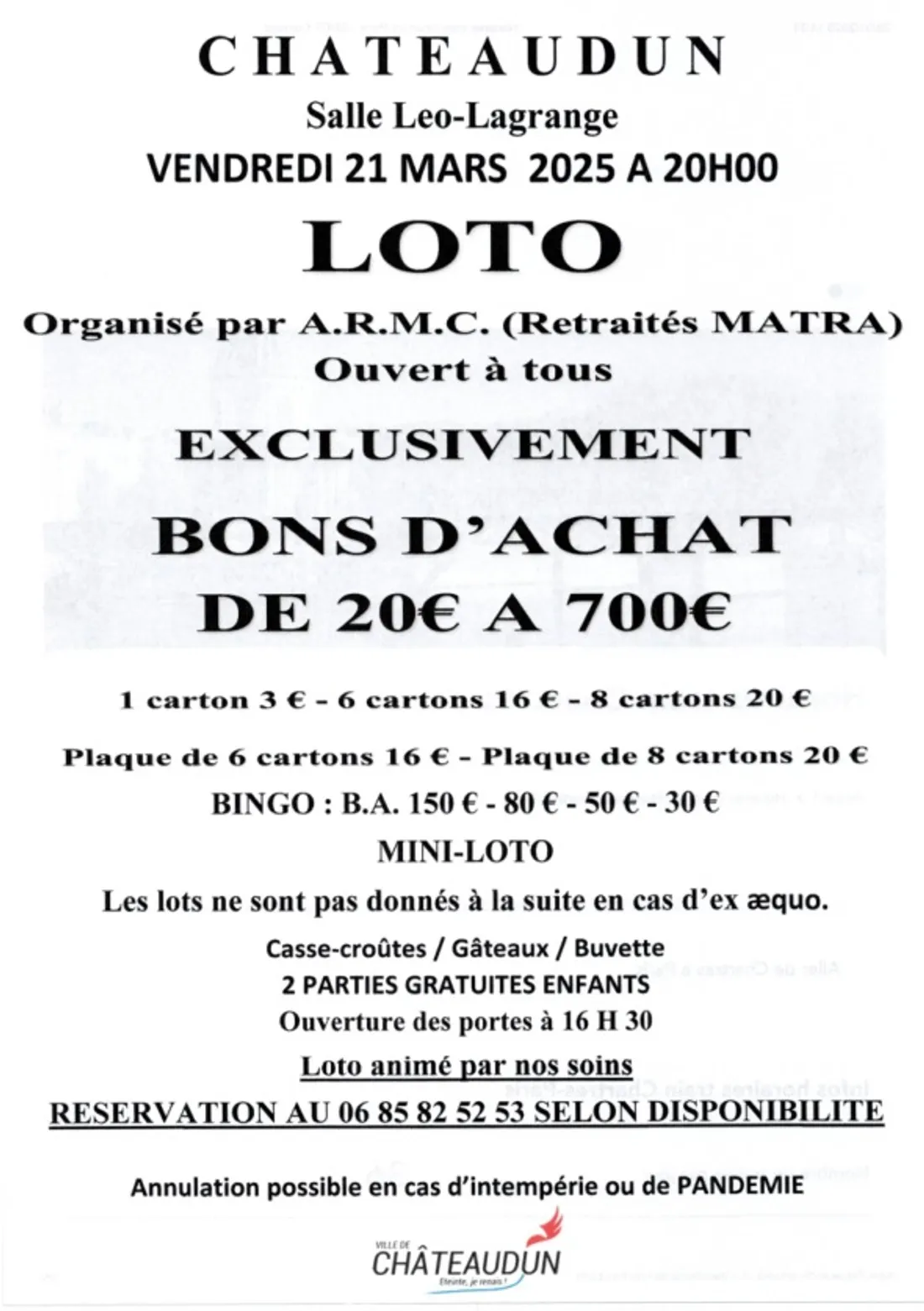 CHÂTEAUDUN - Loto de l'A.R.M.C.