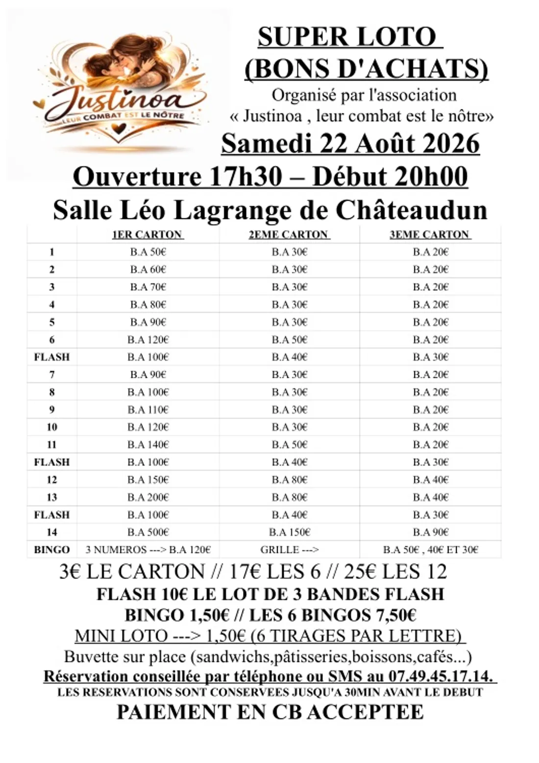 CHÂTEAUDUN - Loto de l'association Justinoa