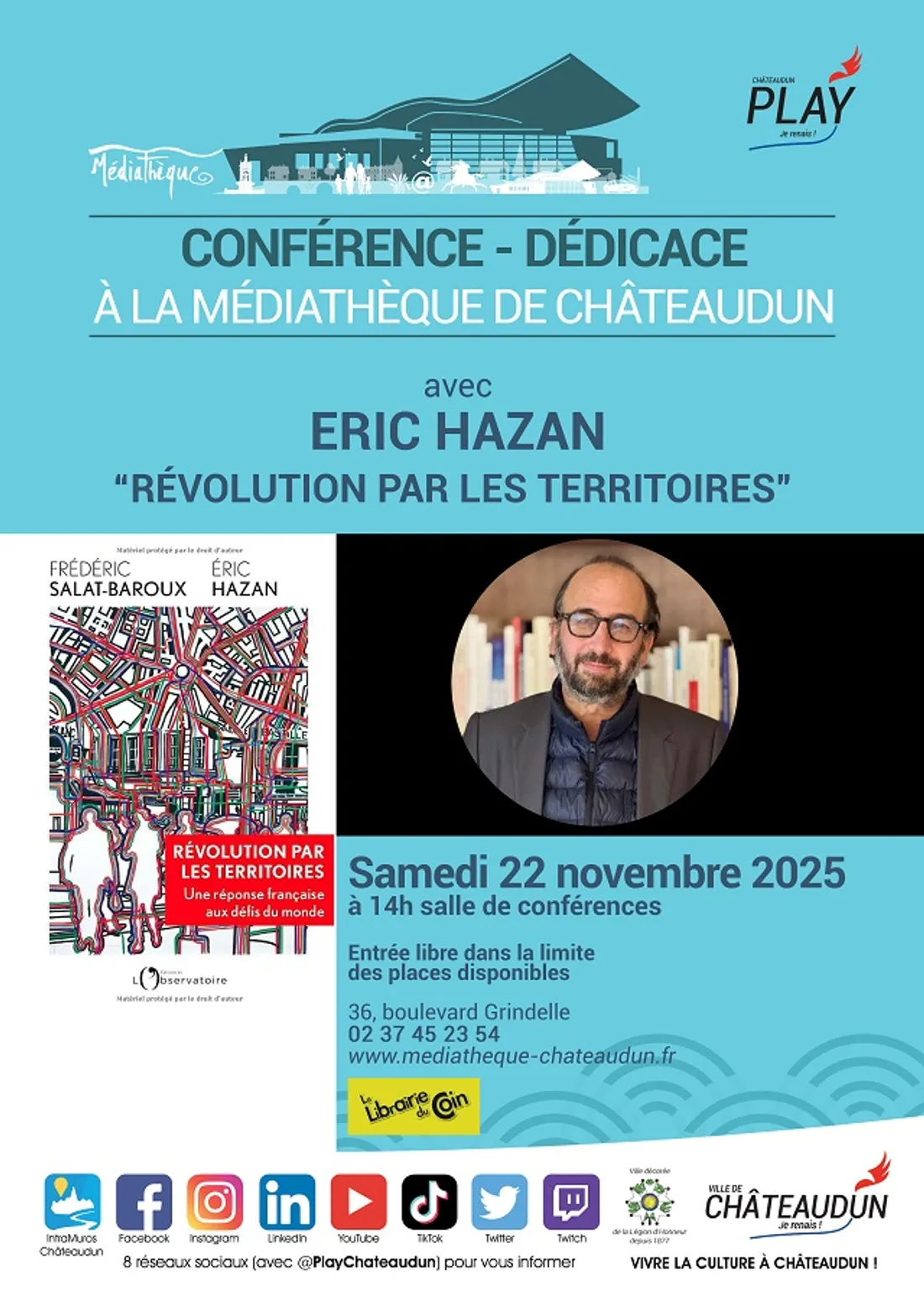 CHÂTEAUDUN - Conférence dédicace : Eric Hazan
