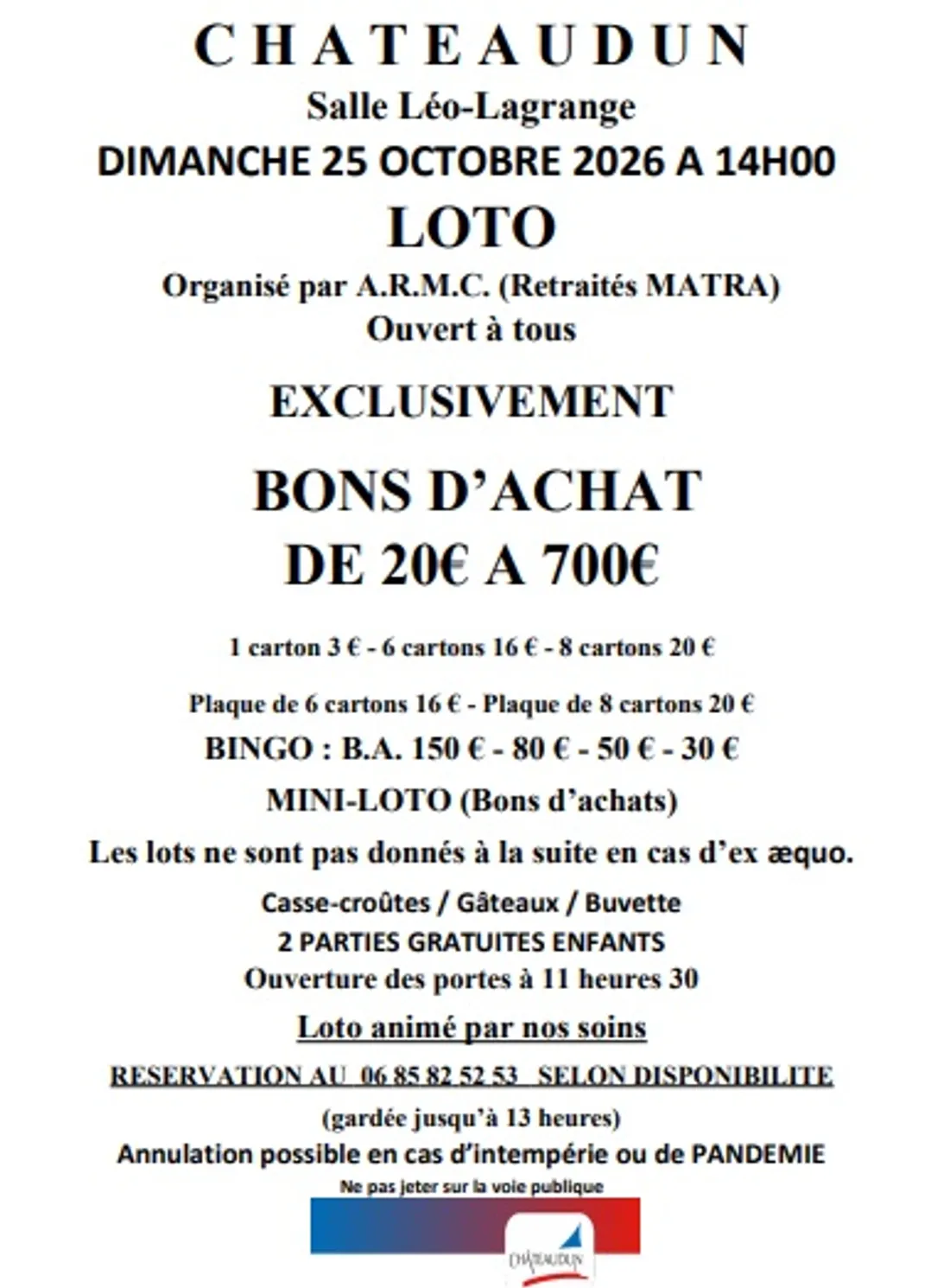 CHÂTEAUDUN - Loto de l'ARMC