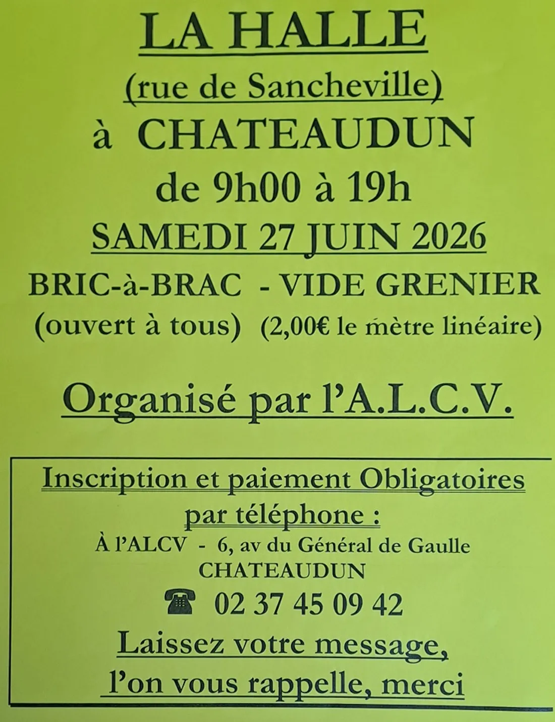 CHÂTEAUDUN - Bric-à-brac, Vide-greniers de l'ALCV
