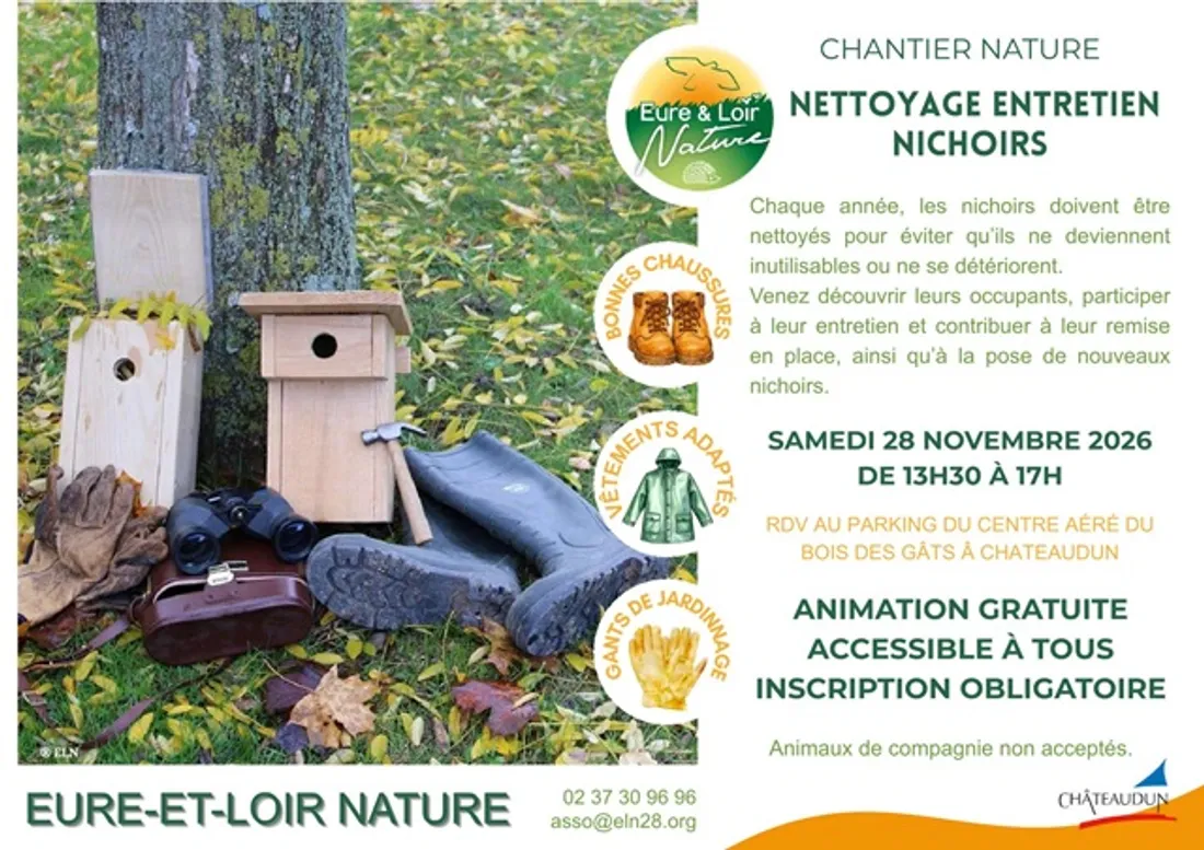 CHÂTEAUDUN - Chantier nature : nettoyage entretien nichoirs
