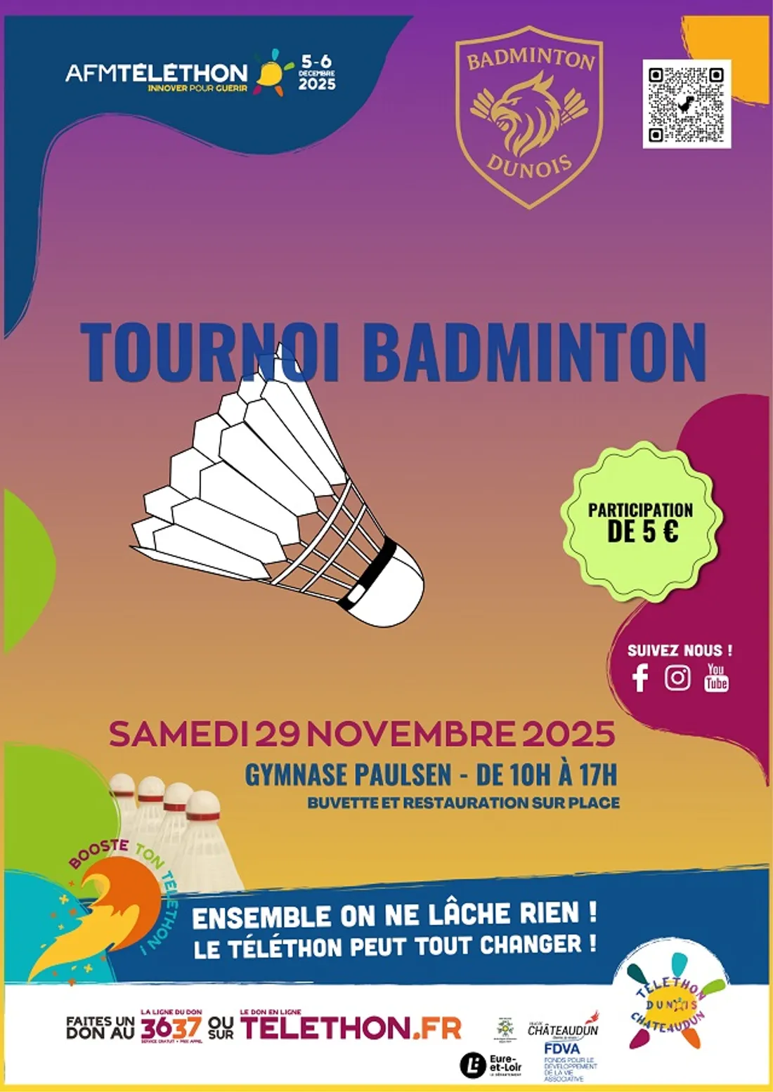 CHÂTEAUDUN - Tournoi de badminton au profit du Téléthon