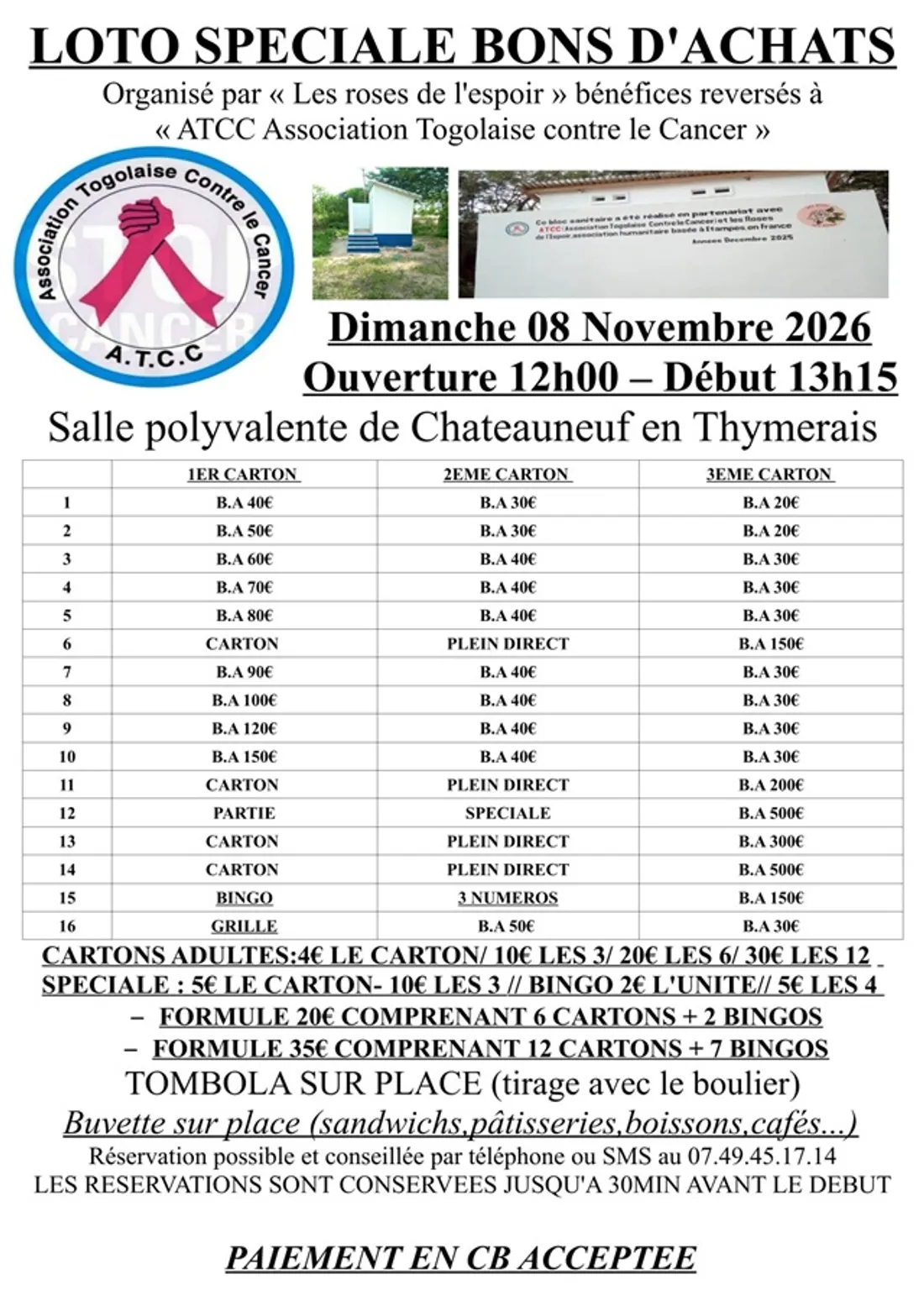 CHÂTEAUNEUF-EN-THYMERAIS - Loto des Roses de l'Espoir