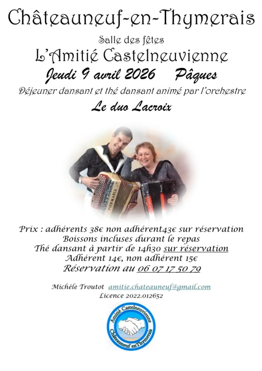 CHÂTEAUNEUF-EN-THYMERAIS - Déjeuner et Thé dansant avec le Duo Lacroix