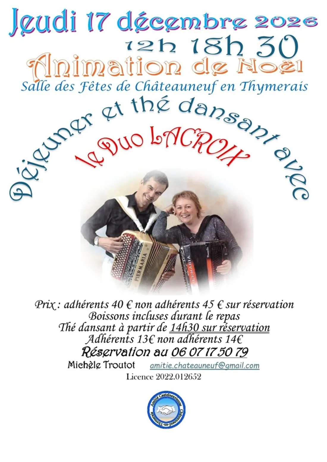 CHÂTEAUNEUF-EN-THYMERAIS - Déjeuner et Thé dansant avec le Duo Lacroix
