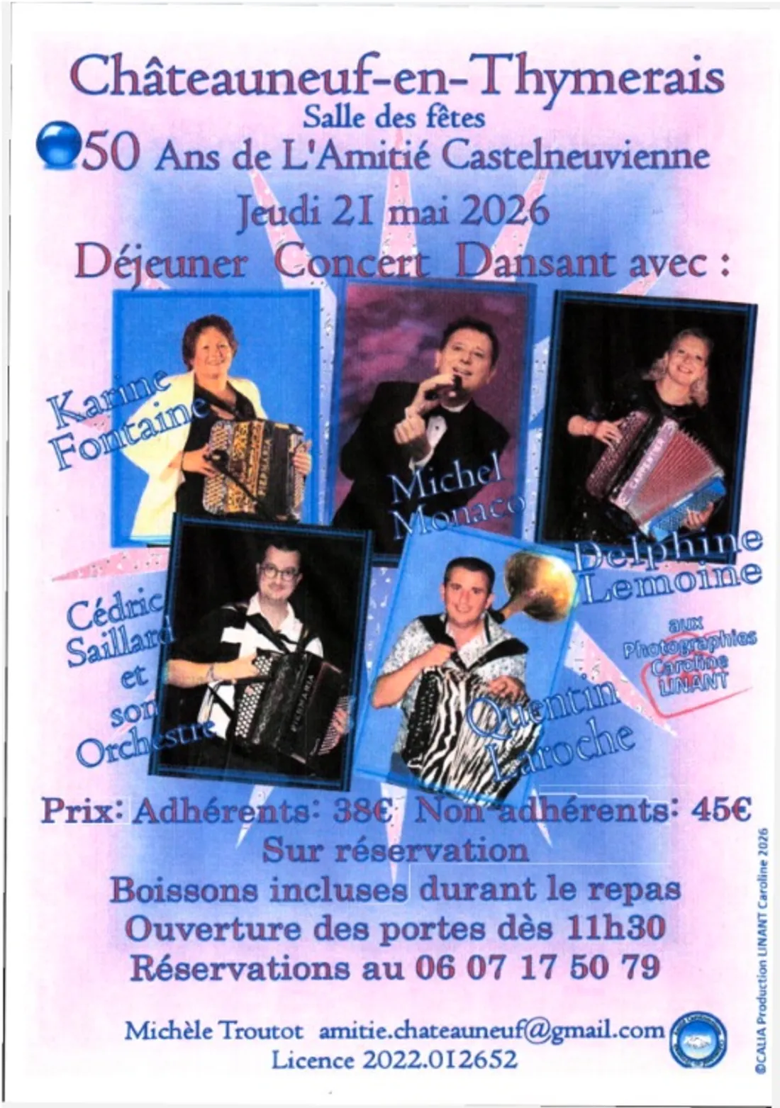 CHÂTEAUNEUF-EN-THYMERAIS - Déjeuner concert dansant : 50 ans de l'Amitié Castelneuvienne