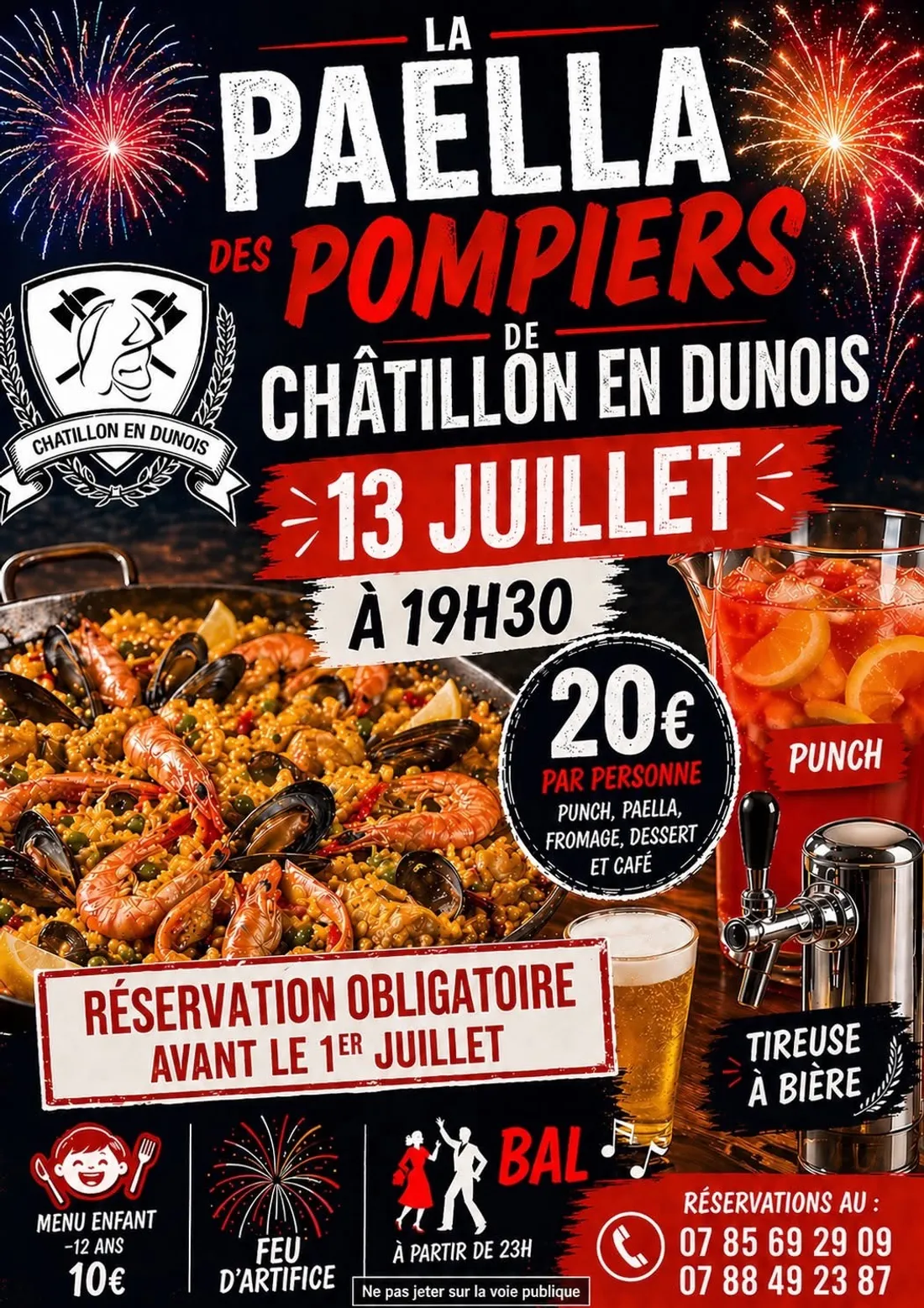 CHÂTILLON-EN-DUNOIS - la paëlla des pompiers et Feu d'artifice