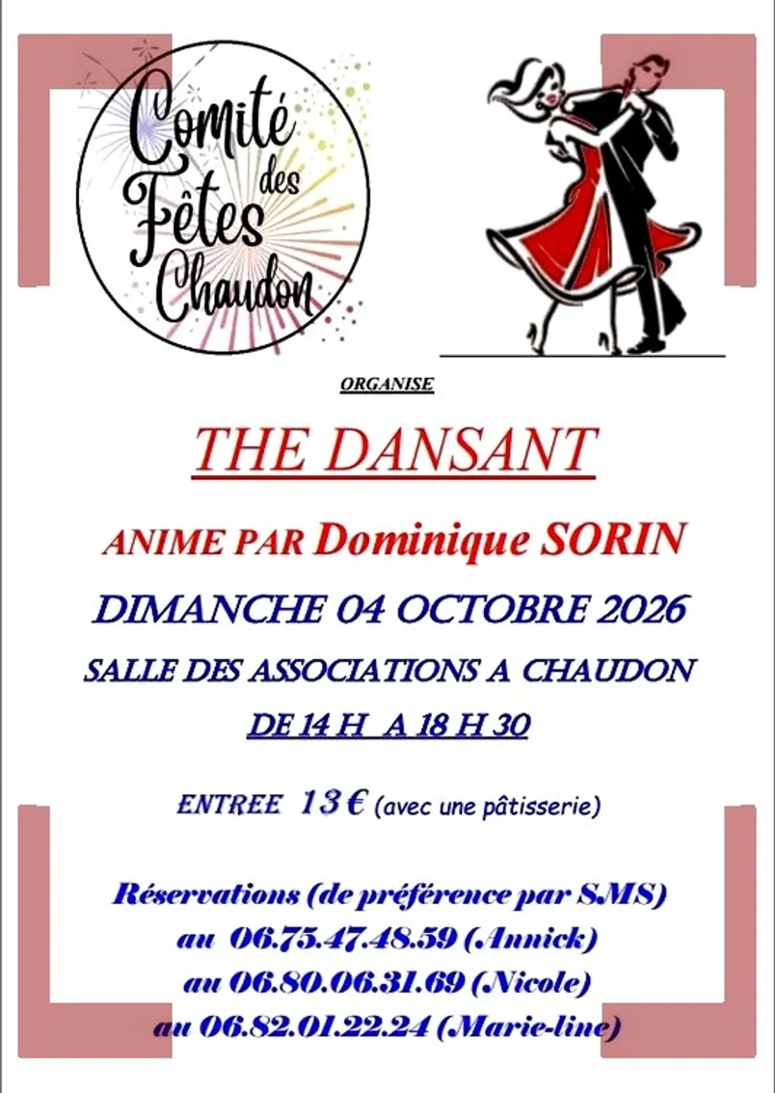 CHAUDON - Thé dansant avec Dominique Sorin