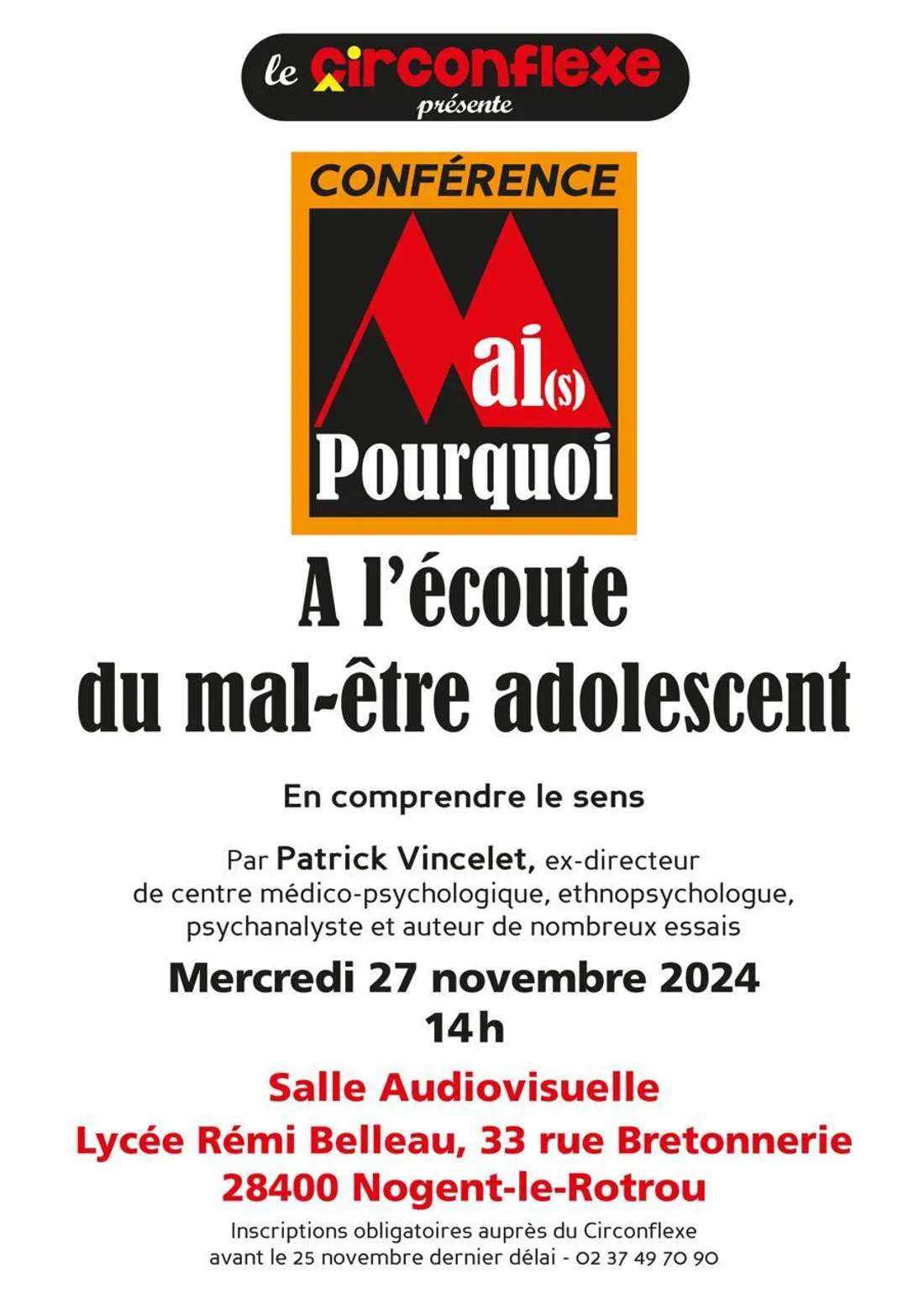 NOGENT-LE-ROTROU - Mai(s) Pourquoi : À l'écoute du mal-être adolescent