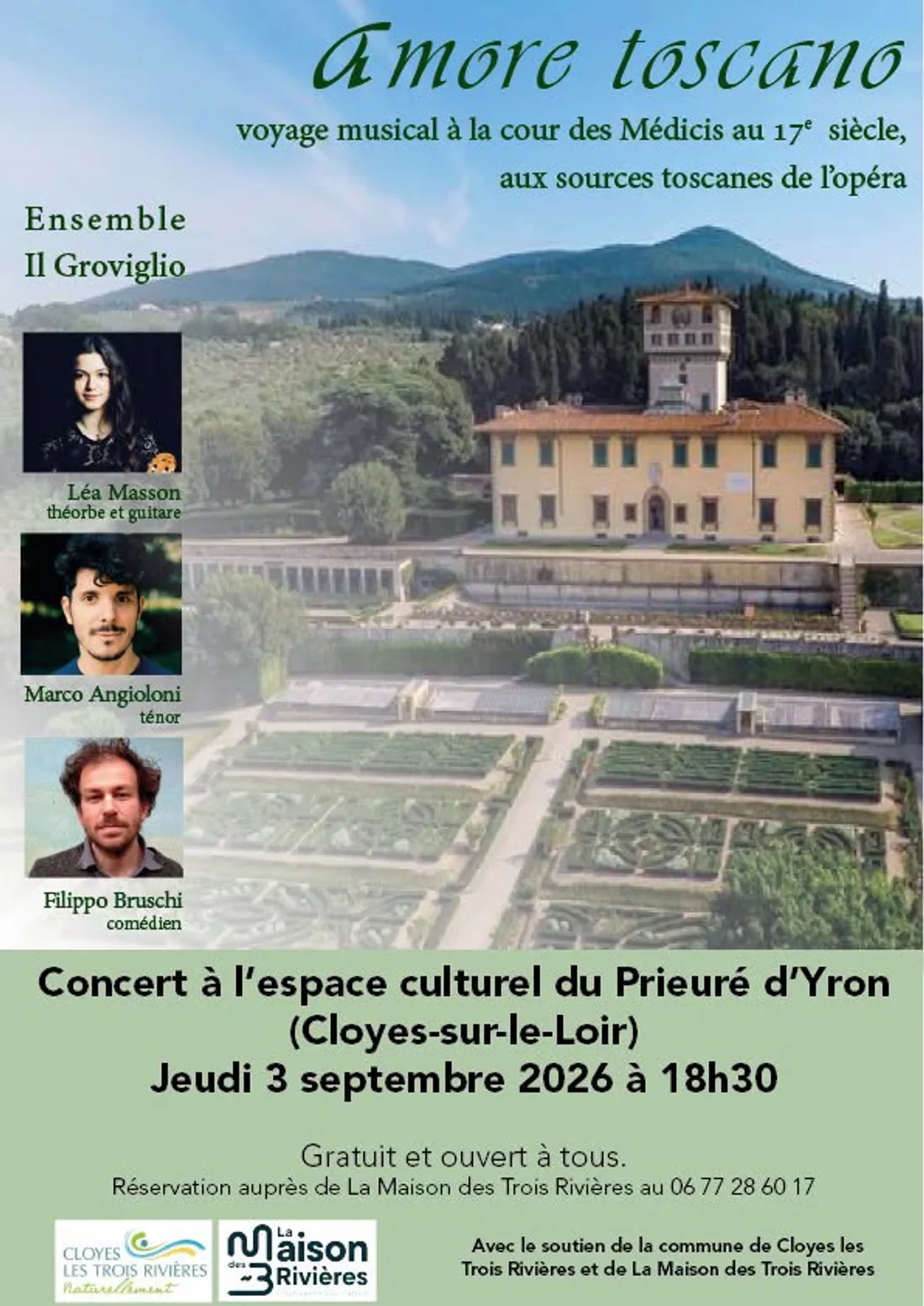 CLOYES-SUR-LE-LOIR - Concert : Ensemble Il Groviglio « Amore toscano »
