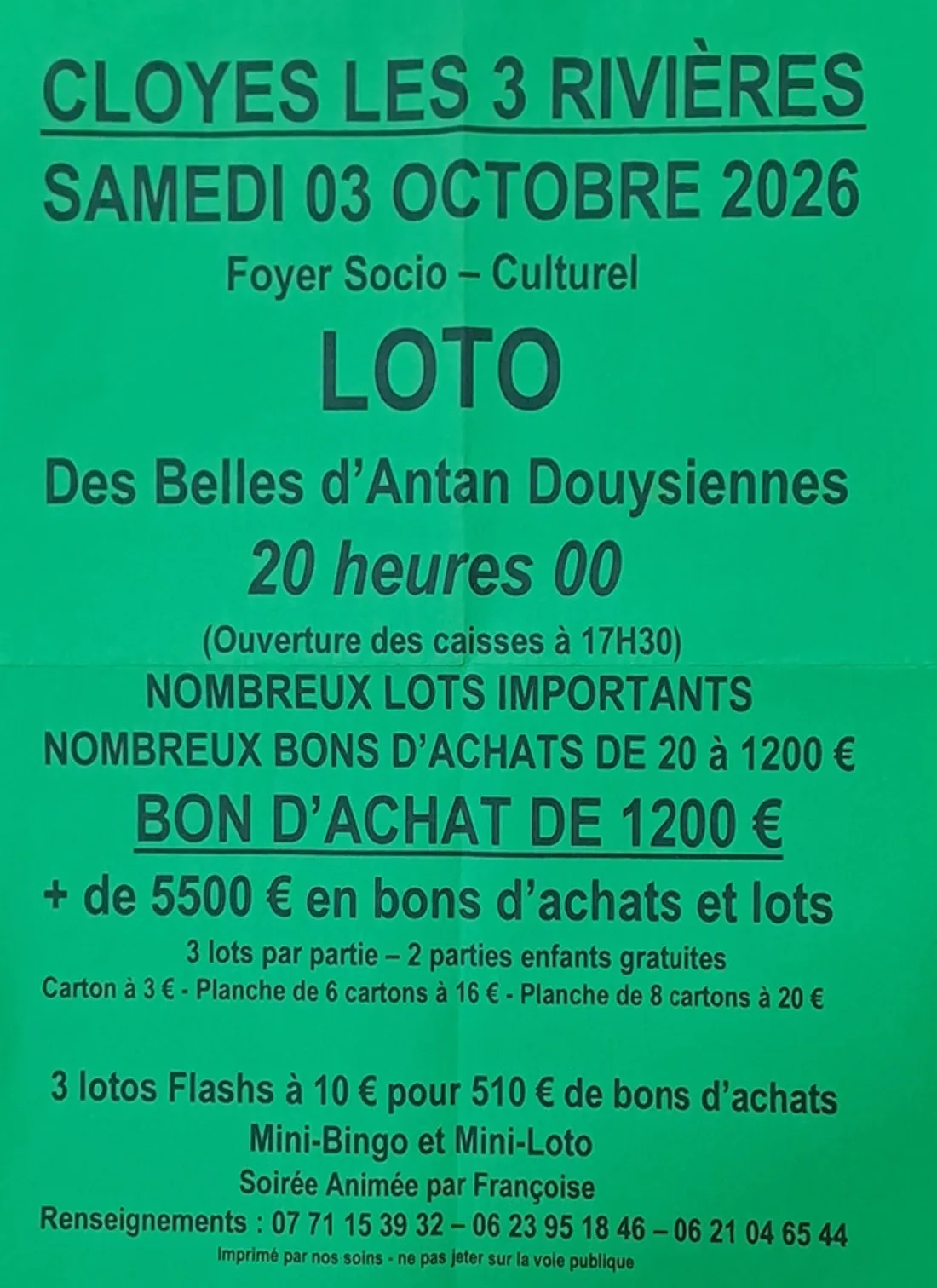 CLOYES-SUR-LE-LOIR - Loto des Belles d'Antan Douysiennes