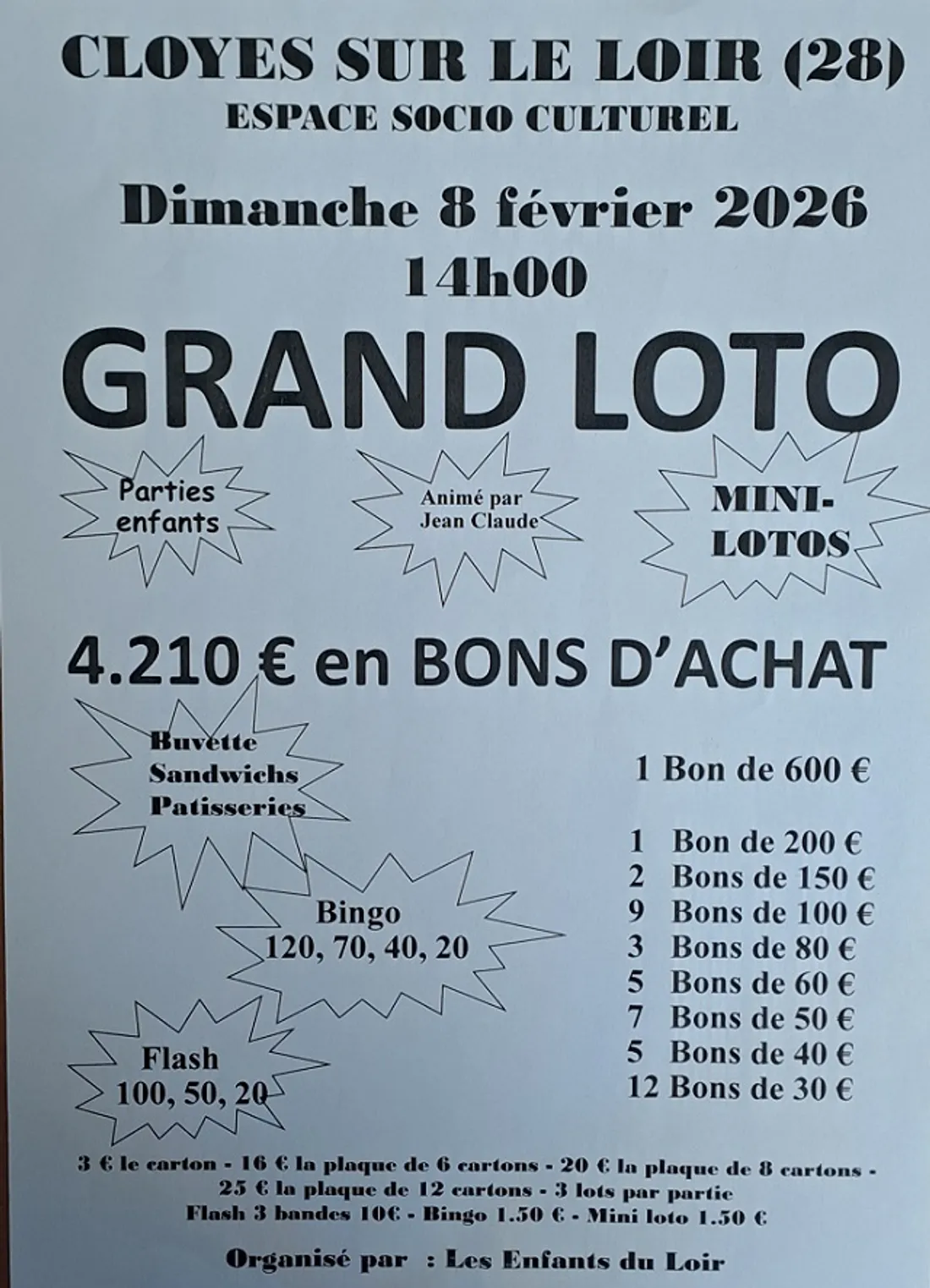 CLOYES-SUR-LE-LOIR - Loto des Enfants du Loir