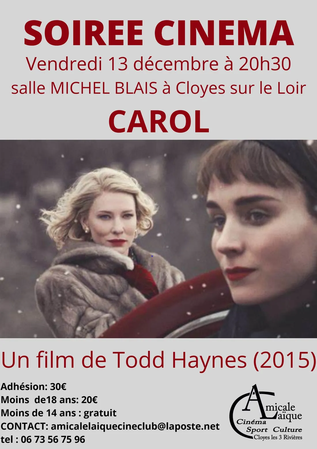 CLOYES-SUR-LE-LOIR - Ciné club : Carol