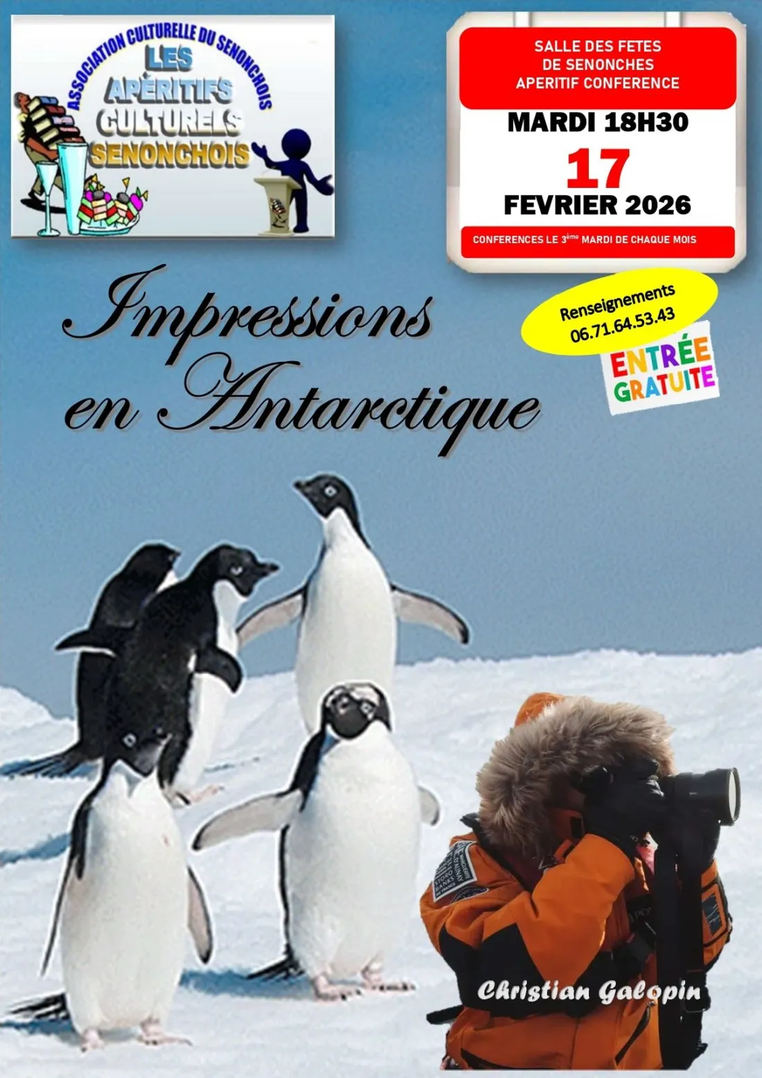 SENONCHES - Conférence : Conférence : Impressions en Antarticque