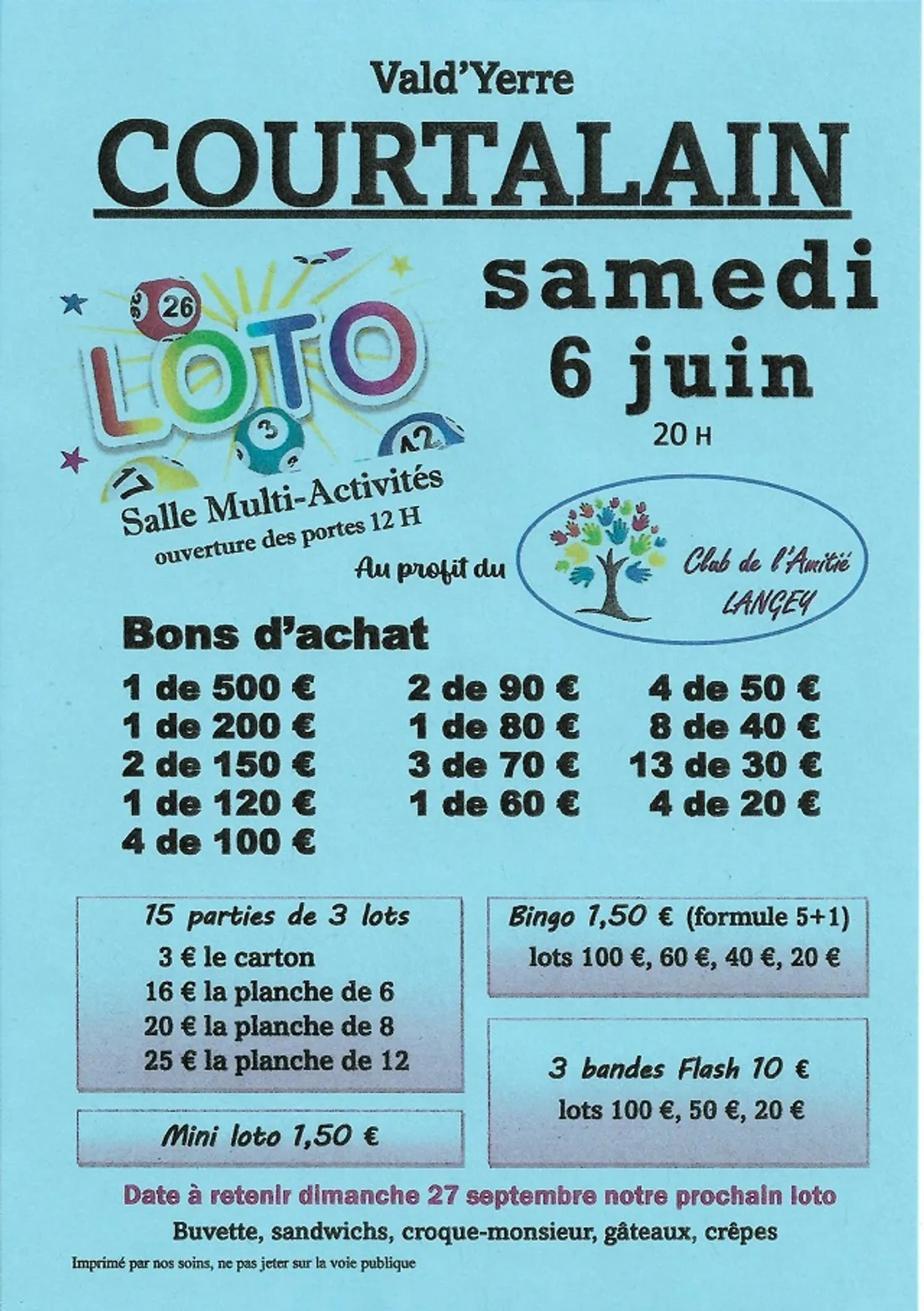 COURTALAIN - Loto du Club de l'Amitié de Langey