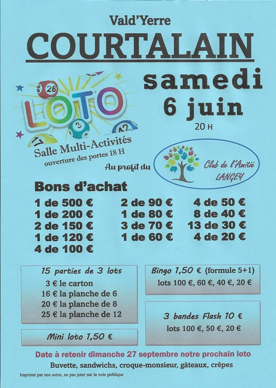 COURTALAIN - Loto du Club de l'Amitié de Langey