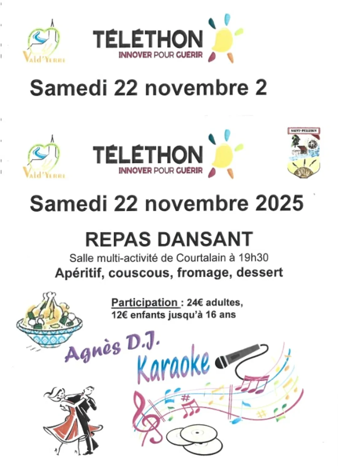 COURTALAIN - Repas dansant au profit du Téléthon