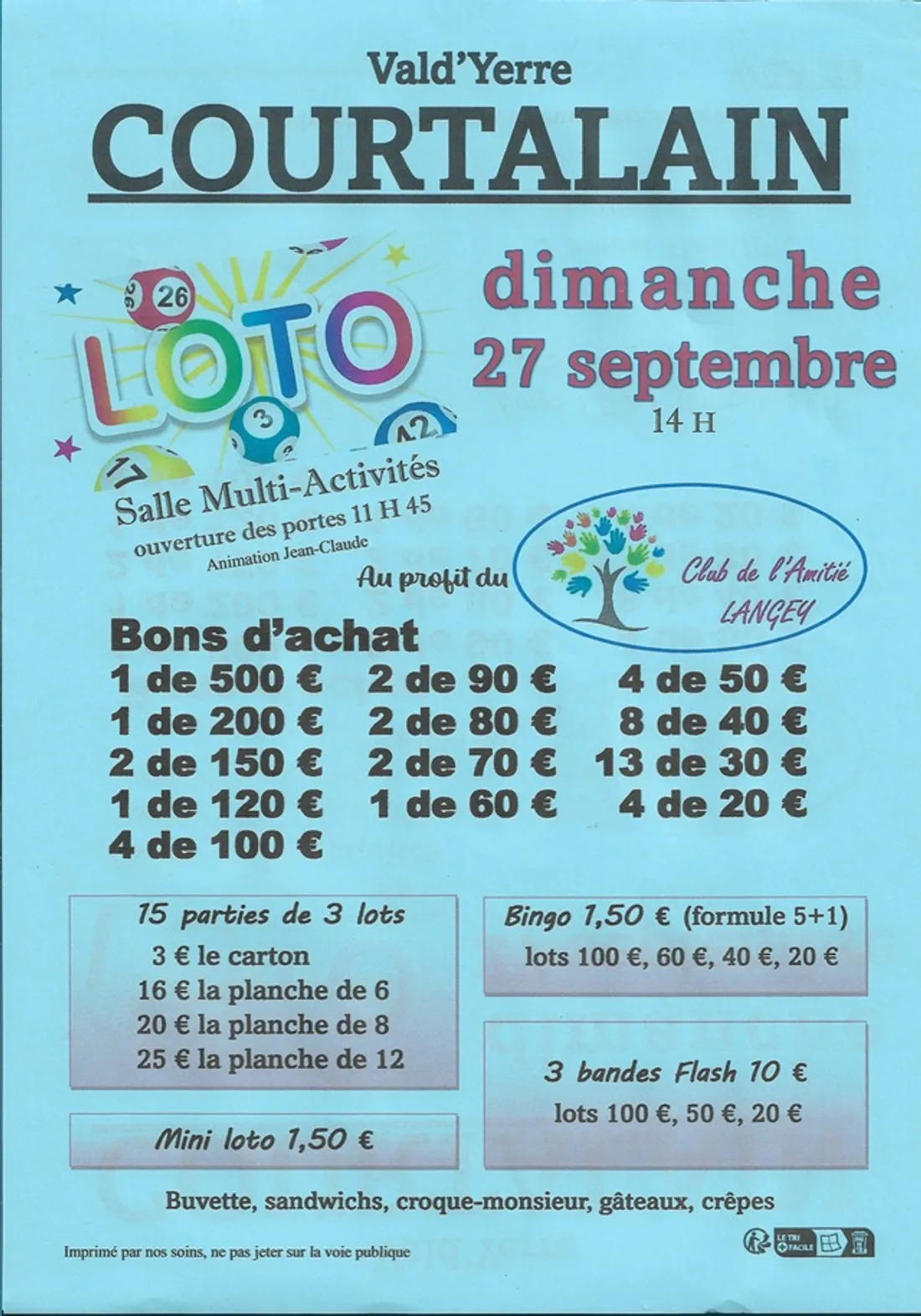 COURTALAIN - Loto du club de l'Amitié de Langey