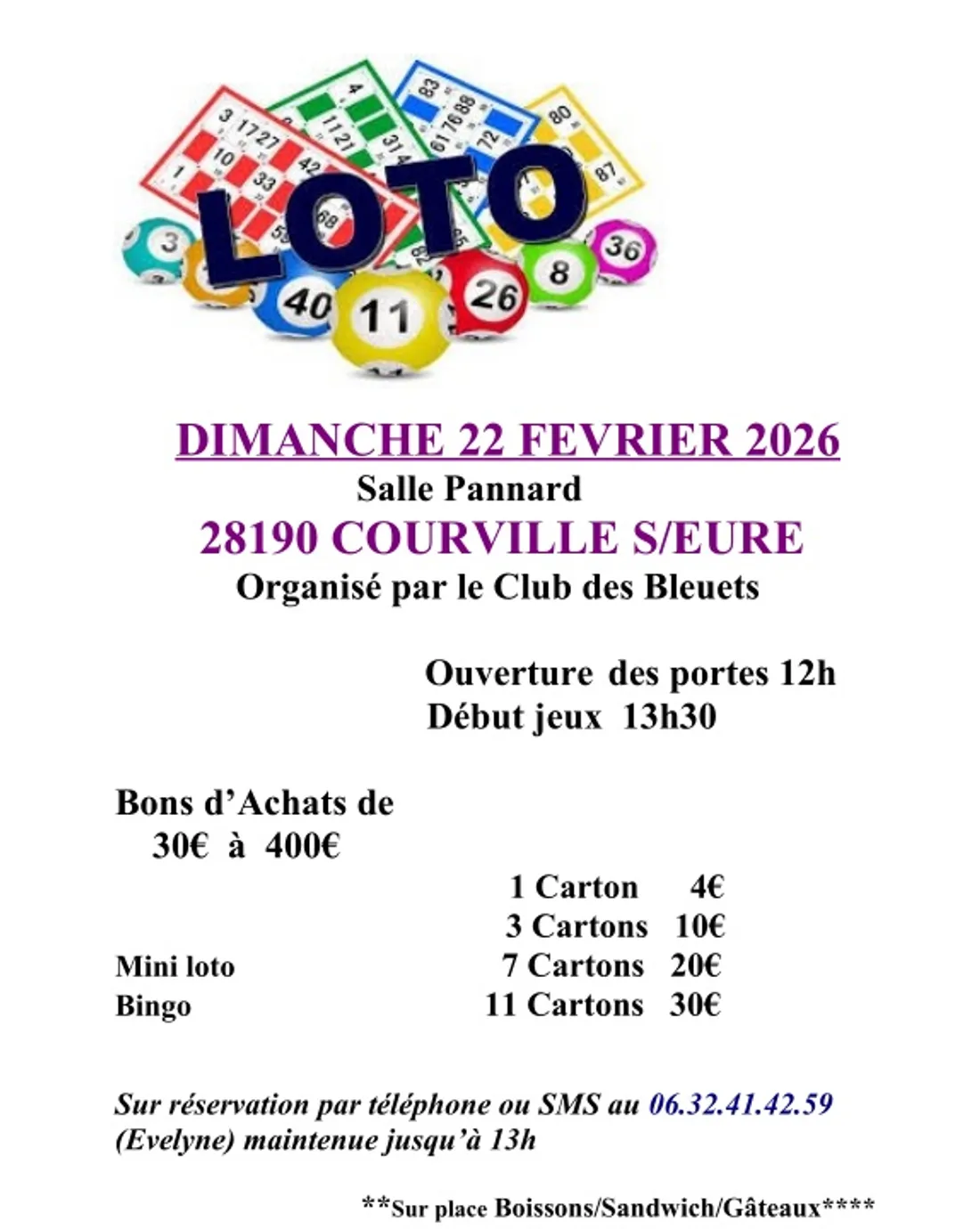 COURVILLE-SUR-EURE - Loto du Club des Bleuets
