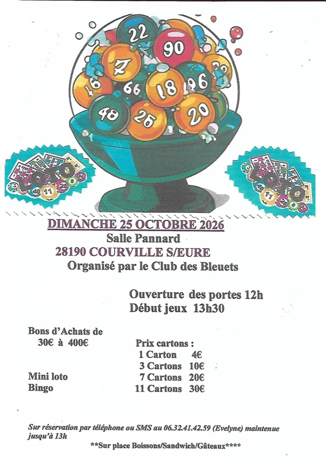 COURVILLE-SUR-EURE - Loto du Club des Bleuets