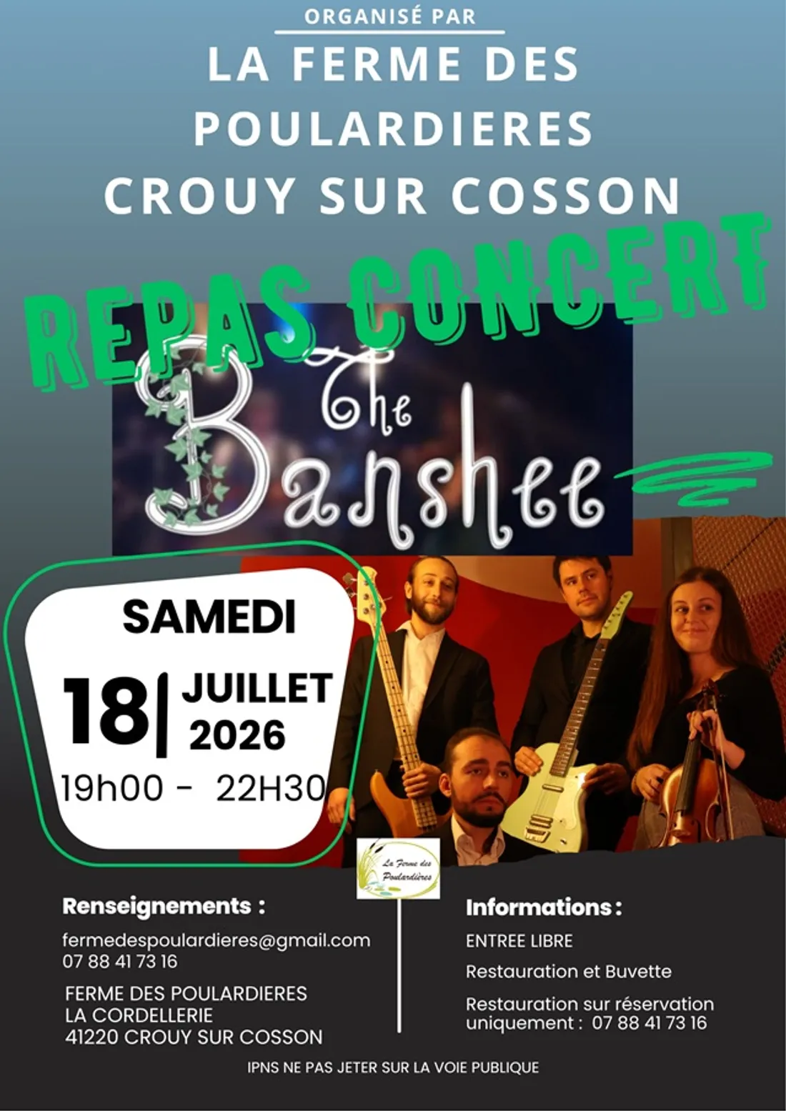 CROUY-SUR-COSSON (41) - Repas concert : The Banshee.