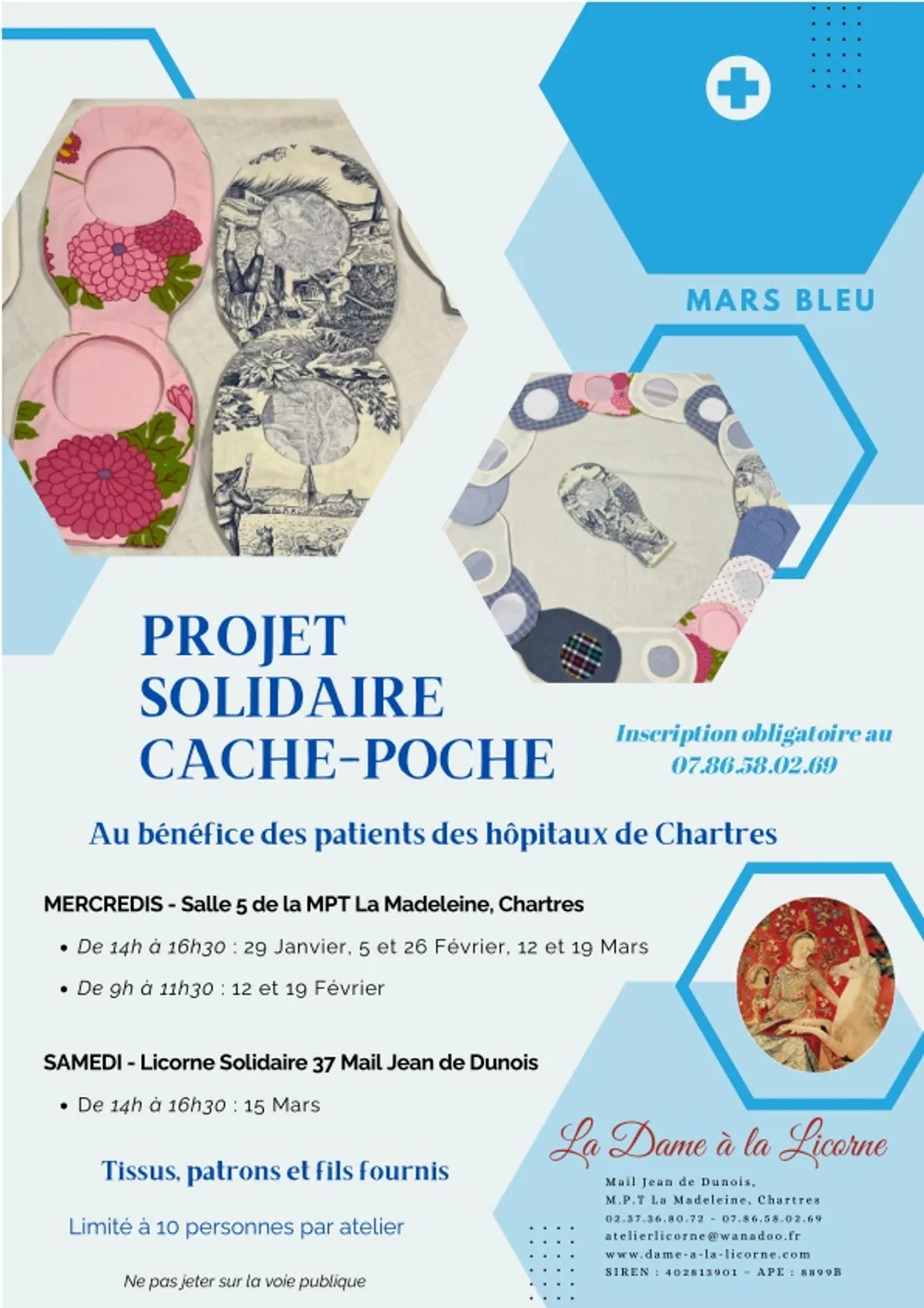 CHARTRES - Projet solidaire cache-poche de la Dame à la Licorne