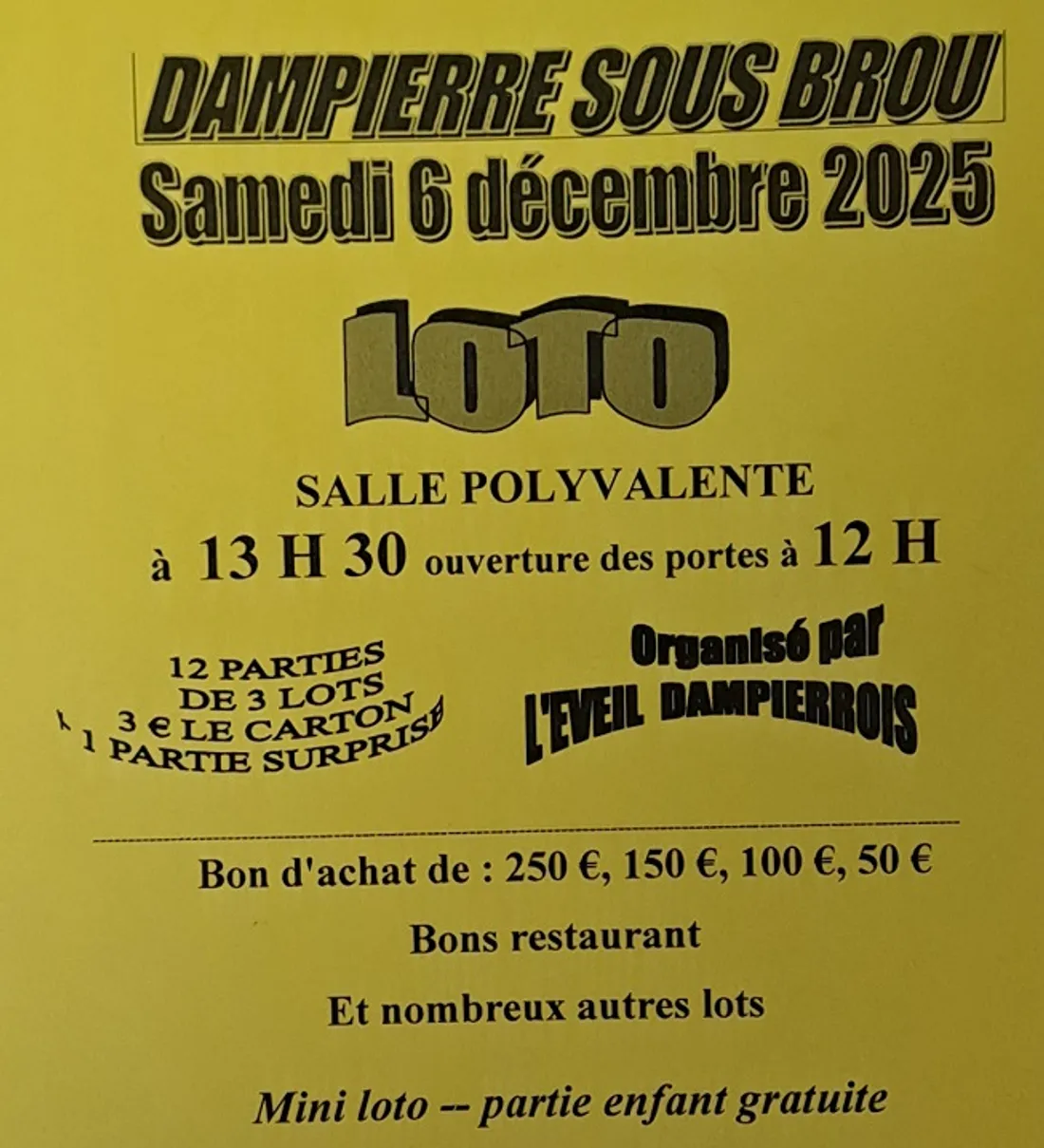 DAMPIERRE-SOUS-BROU - Loto de l’Éveil Dampierrois