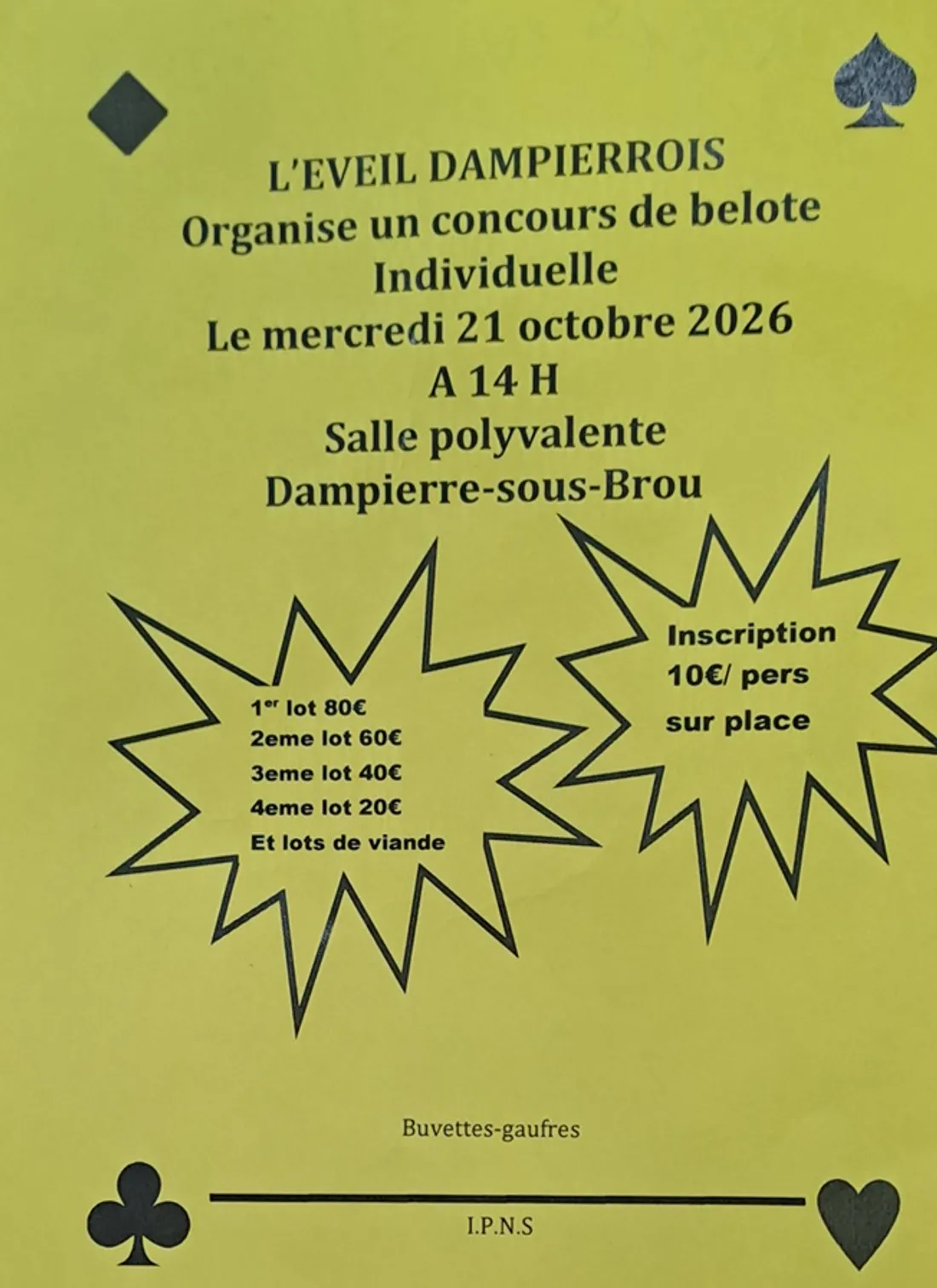DAMPIERRE-SOUS-BROU - Concours de belote de l’Éveil Dampierrois