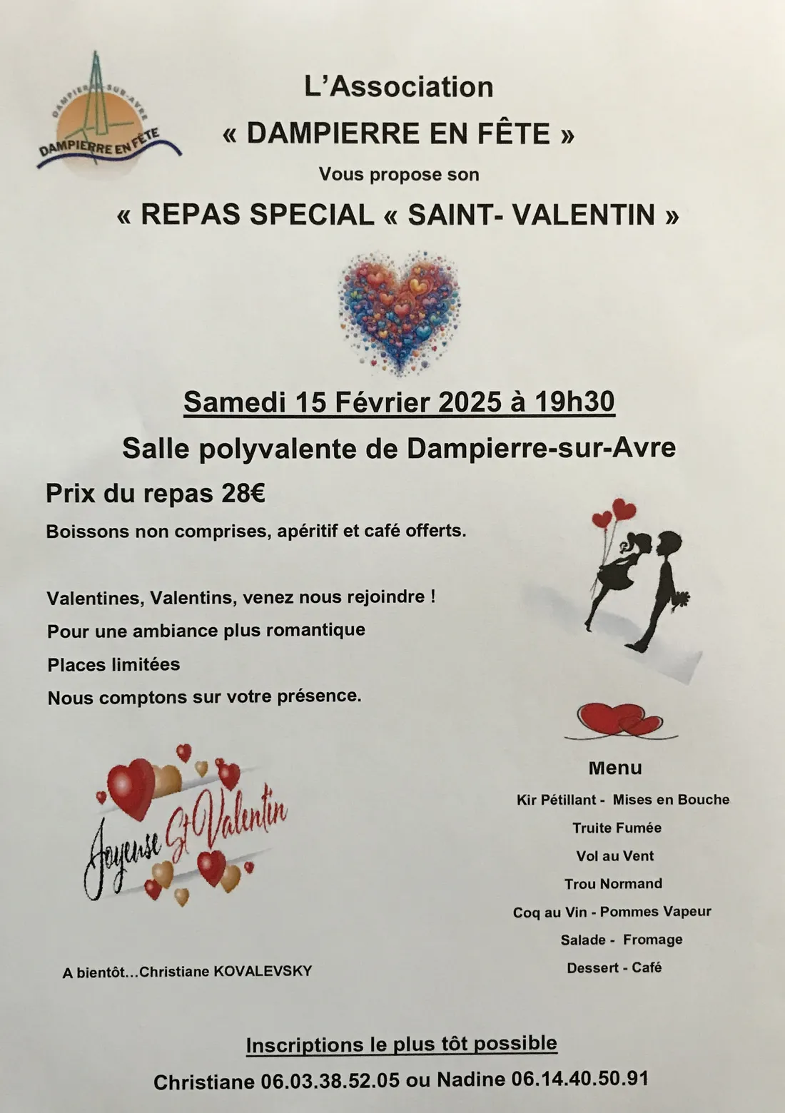 DAMPIERRE-SUR-AVRE - Repas saint Valentin de Dampierre en Fête