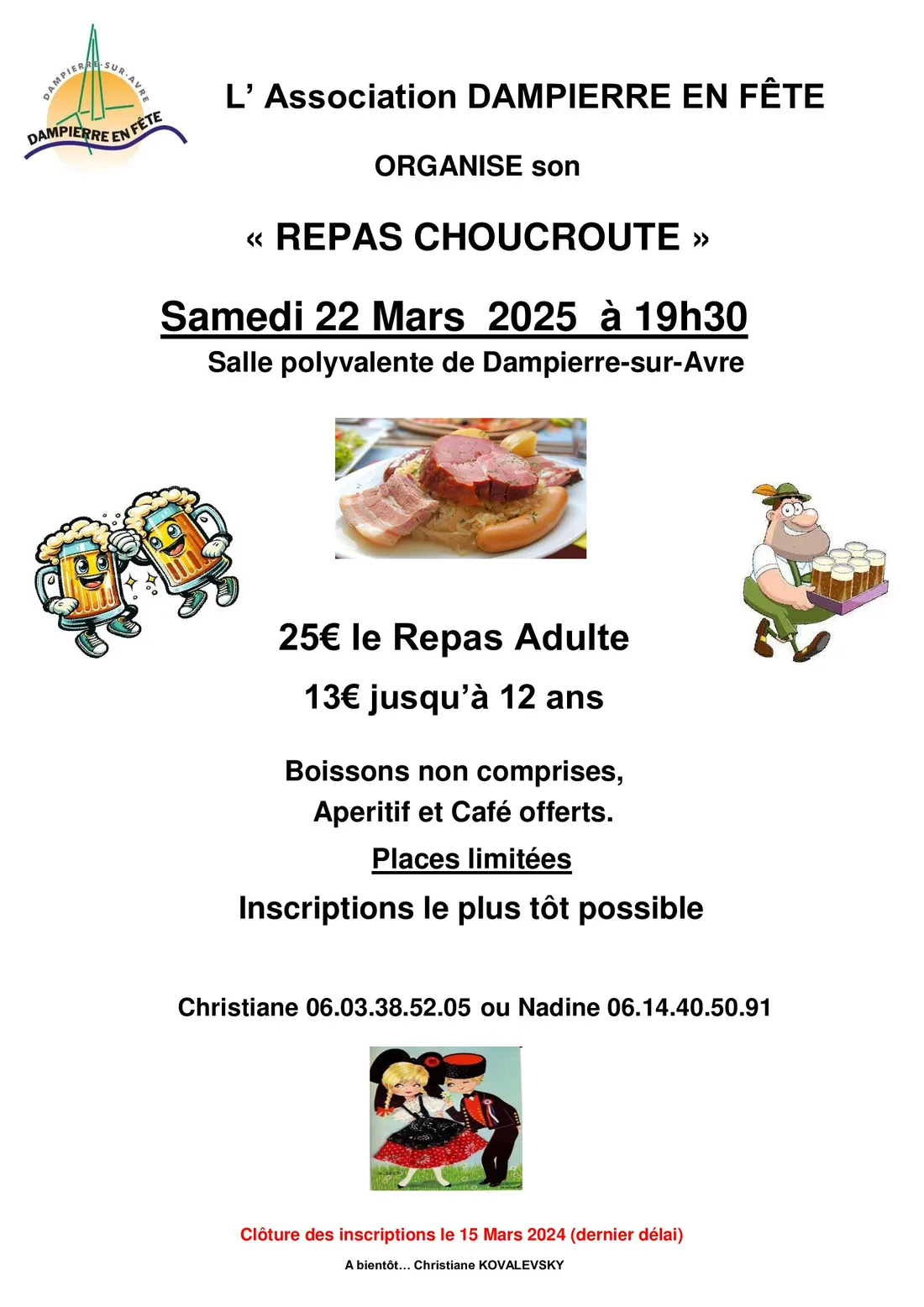 DAMPIERRE-SUR-AVRE - Repas choucroute de Dampierre en Fête