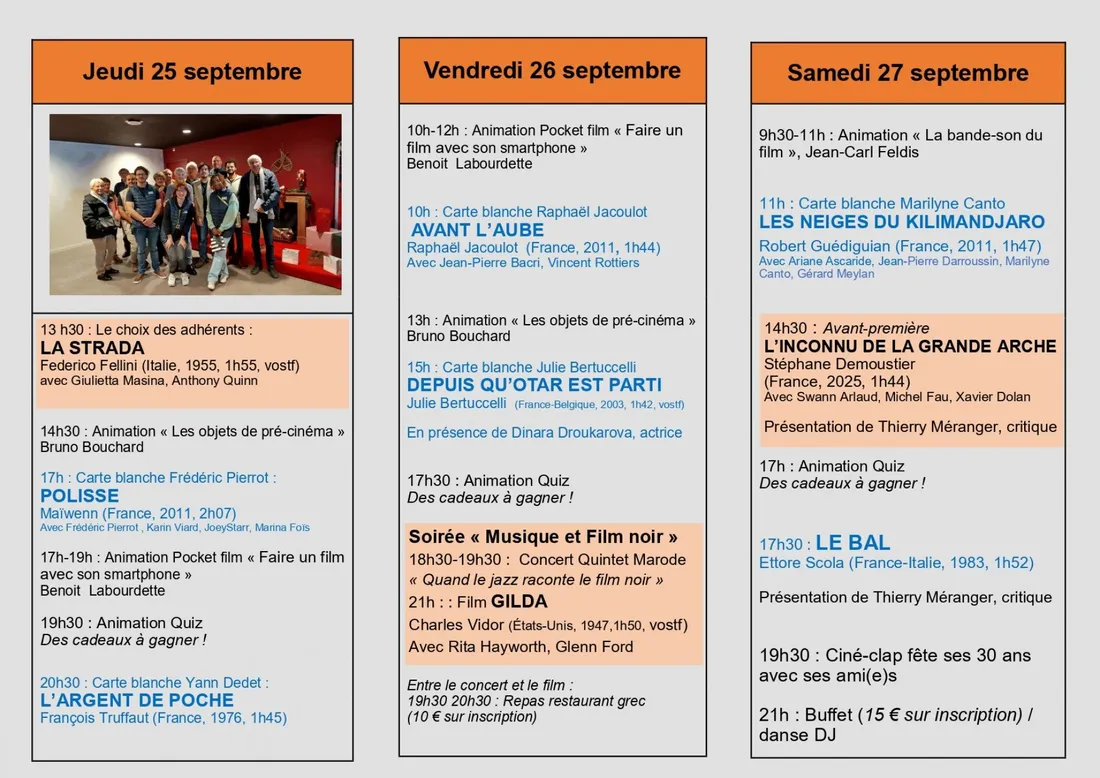 Le programme des 30 ans de Ciné-Clap