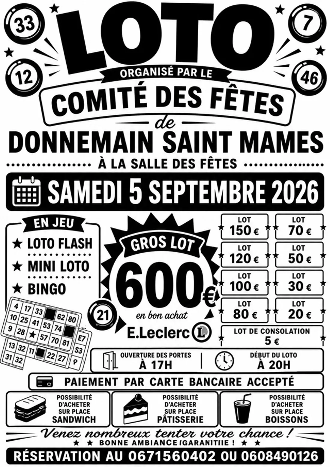 DONNEMAIN - Loto du comité des fêtes