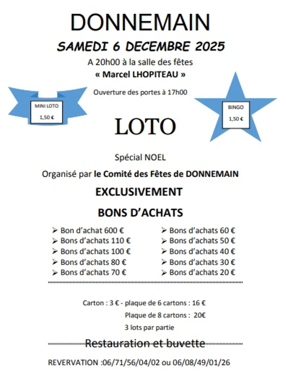 DONNEMAIN - Loto du comité des fêtes