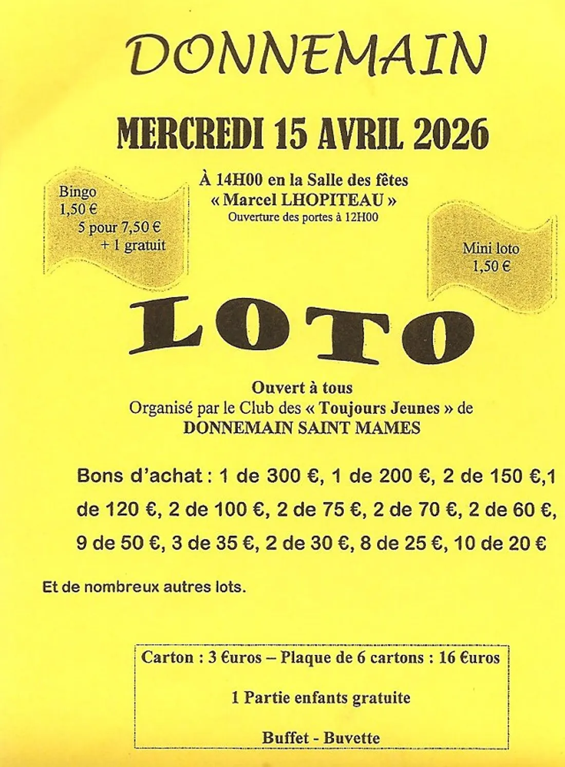 DONNEMAIN - Loto des Toujours Jeunes