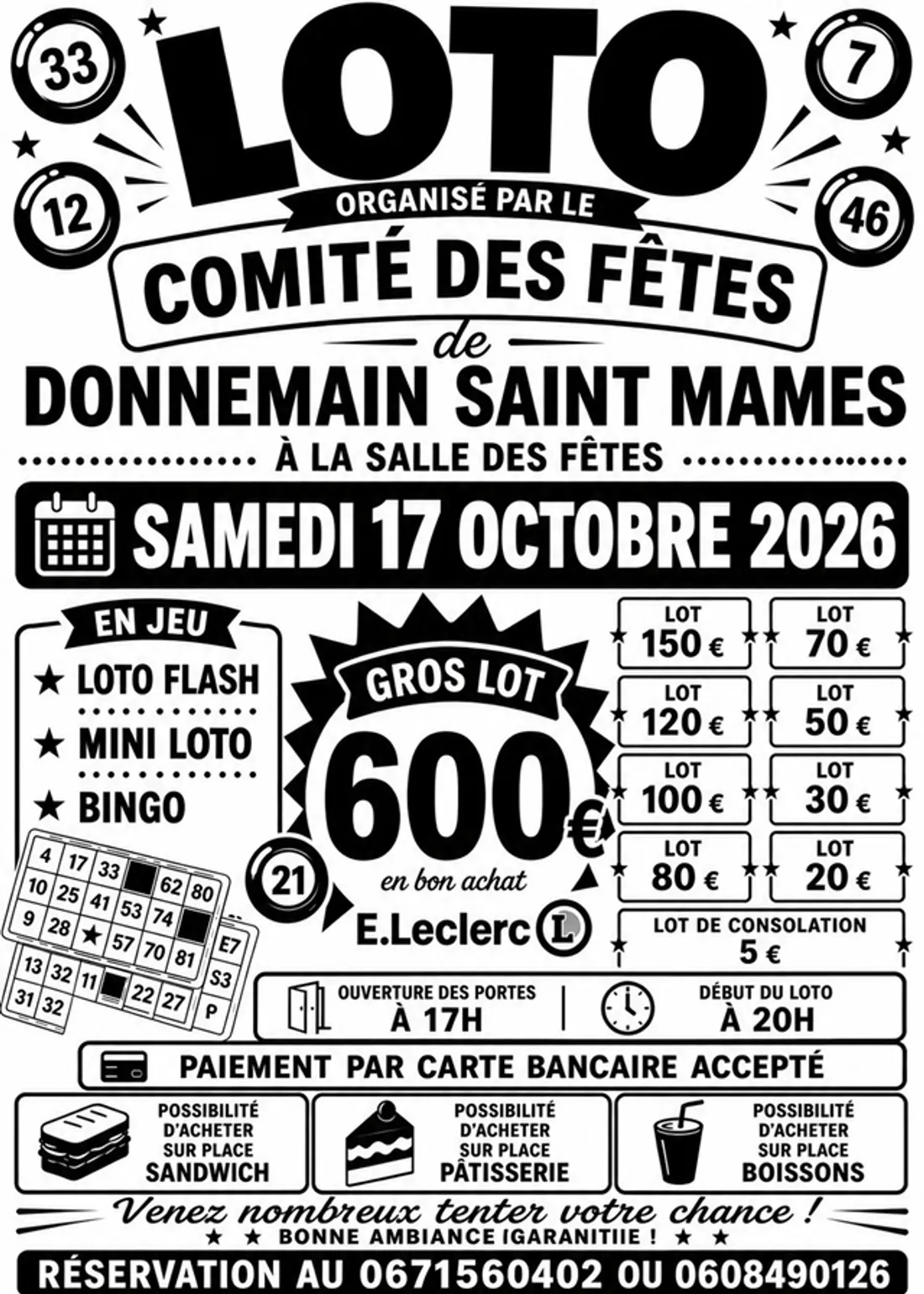 DONNEMAIN - Loto du comité des fêtes