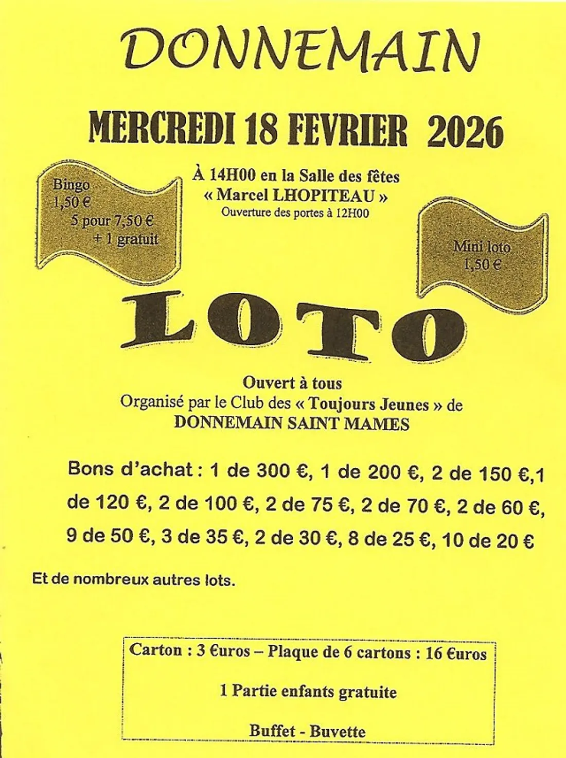 DONNEMAIN - Loto des Toujours Jeunes