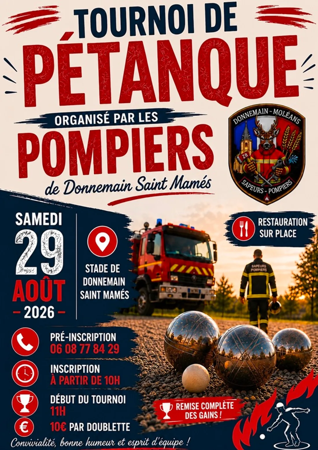 DONNEMAIN - Tournoi de pétanque des pompiers