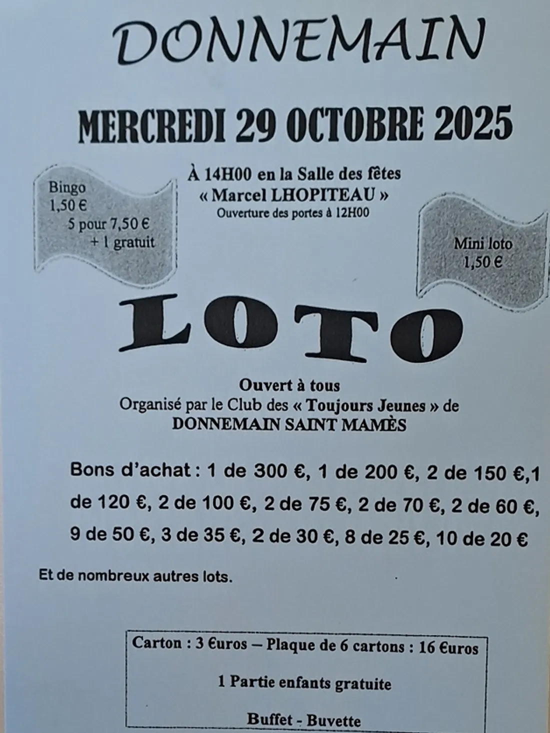DONNEMAIN - Loto des Toujours Jeunes
