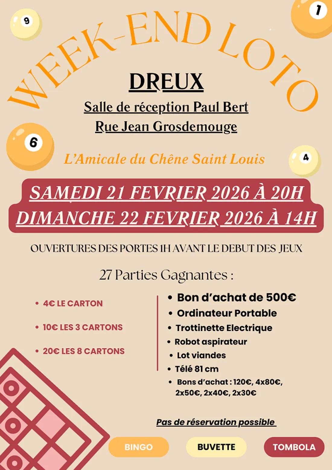 DREUX - Loto de l'Amicale du Chêne Saint Louis