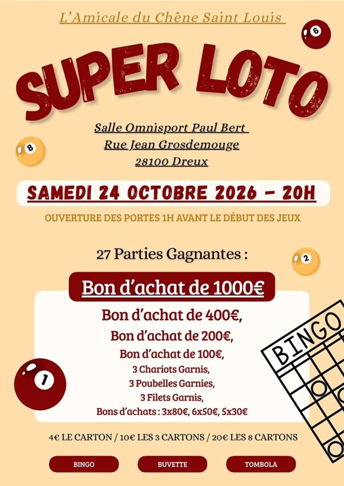 DREUX - Loto de l'Amicale du Chêne Saint Louis