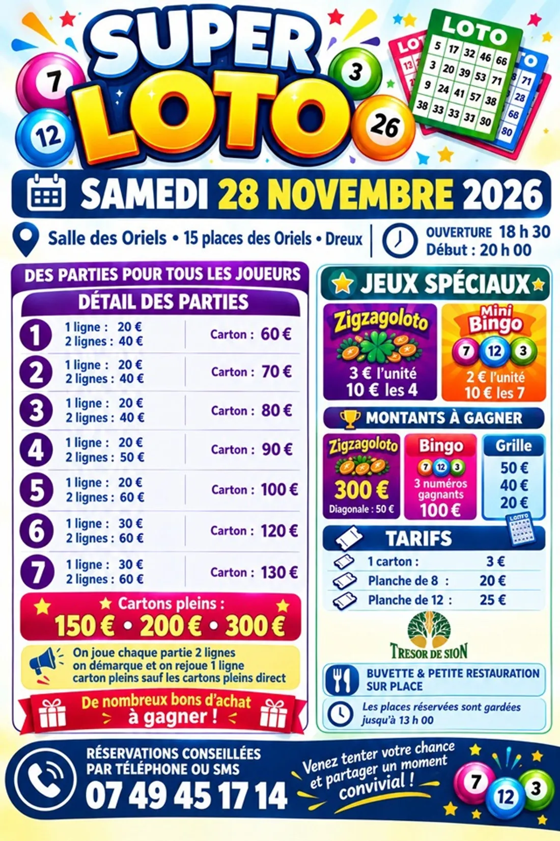 DREUX - Loto de l'association Trésor de Sion