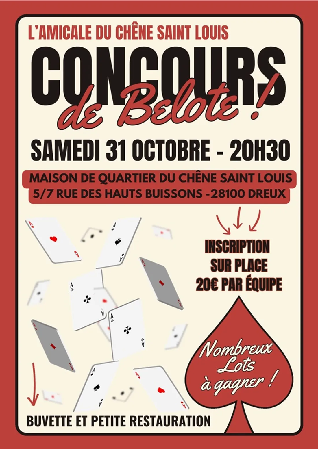 DREUX - Concours de belote de l'amicale du Chêne Saint Louis